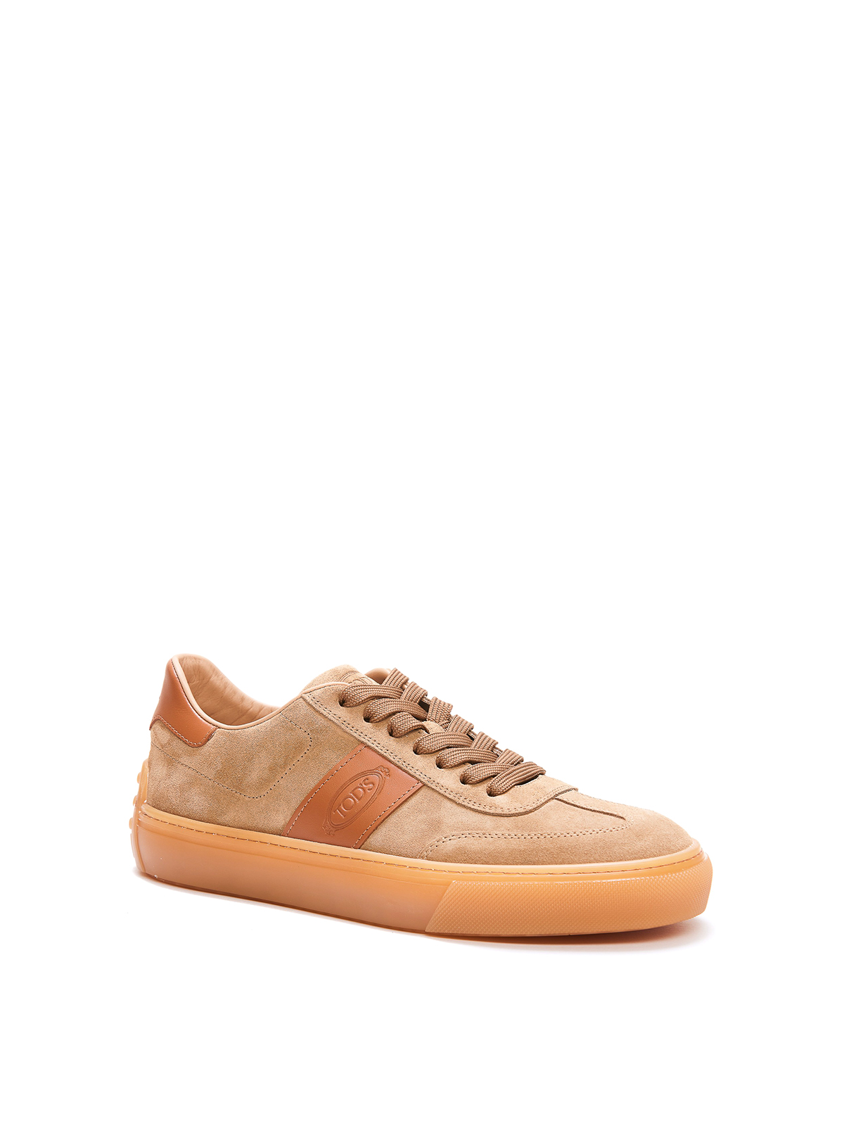 Shop Tod's Suede Sneakers With Logo In Beis