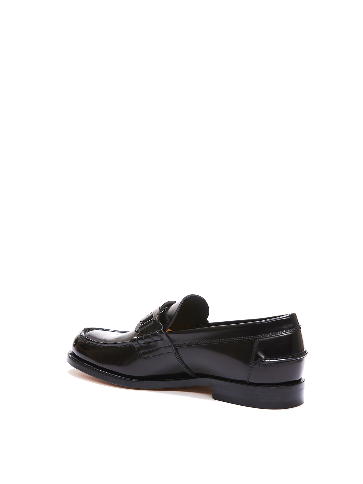 Shop Tod's Metal Chain Clamp Loafers In Black