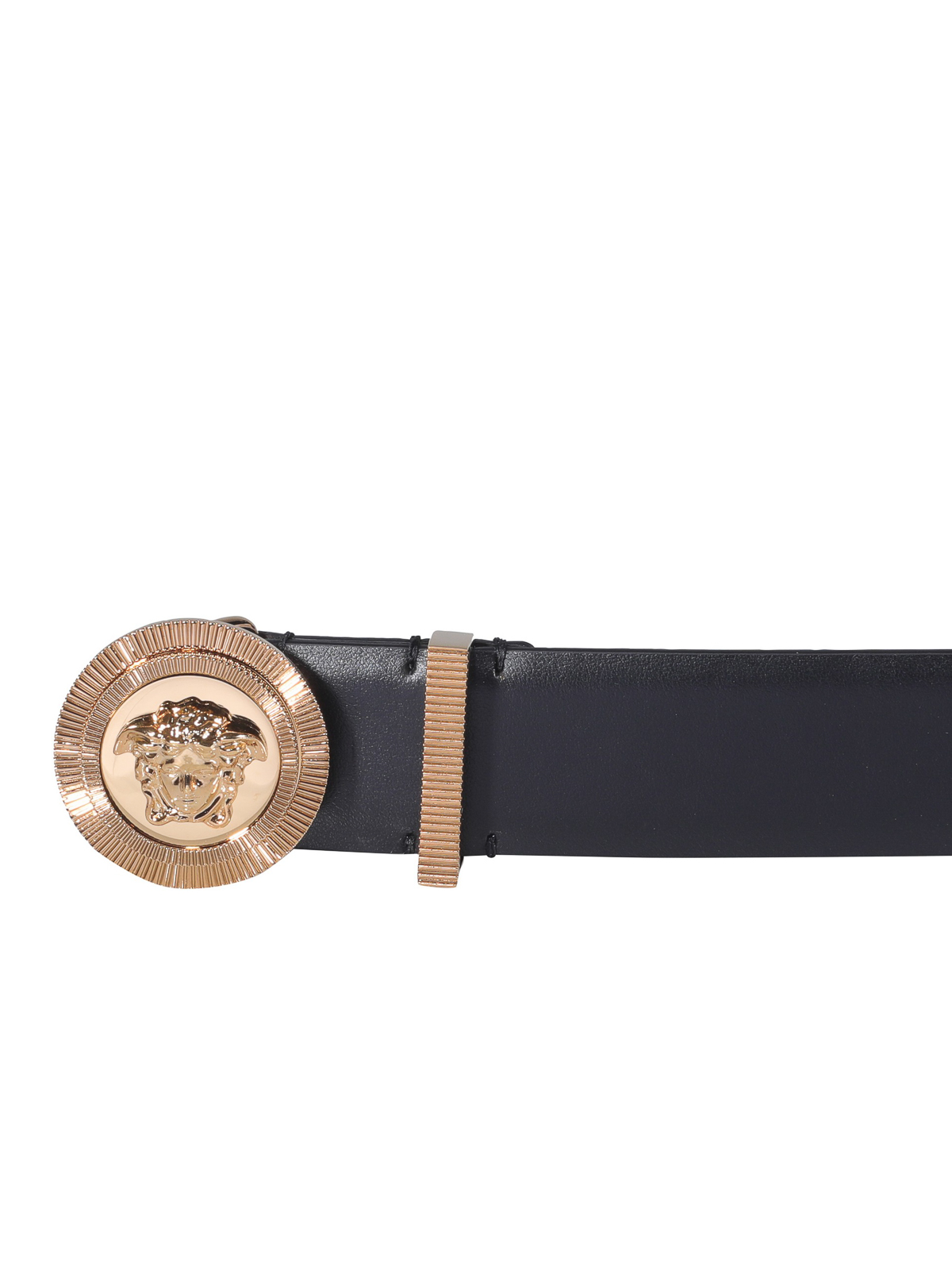 Shop Versace Medusa Buckle Leather Belt In Black