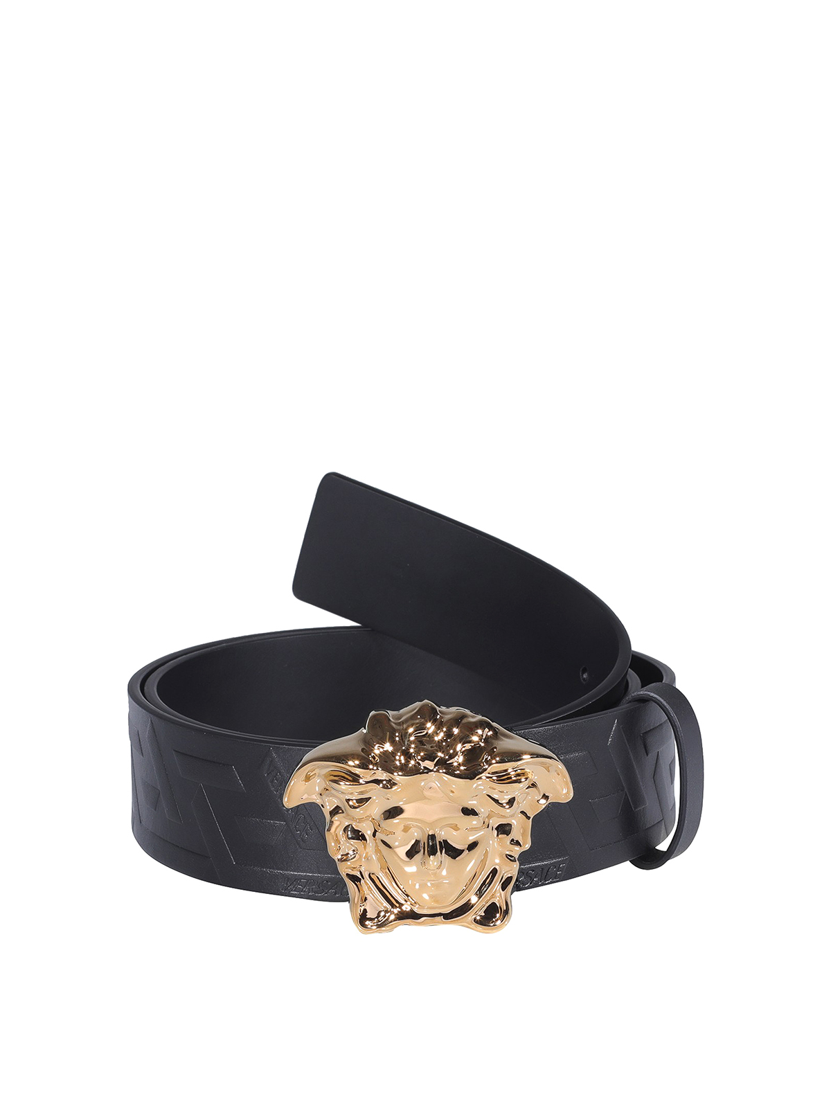 Versace Black Medusa Chain Print Reversible Belt