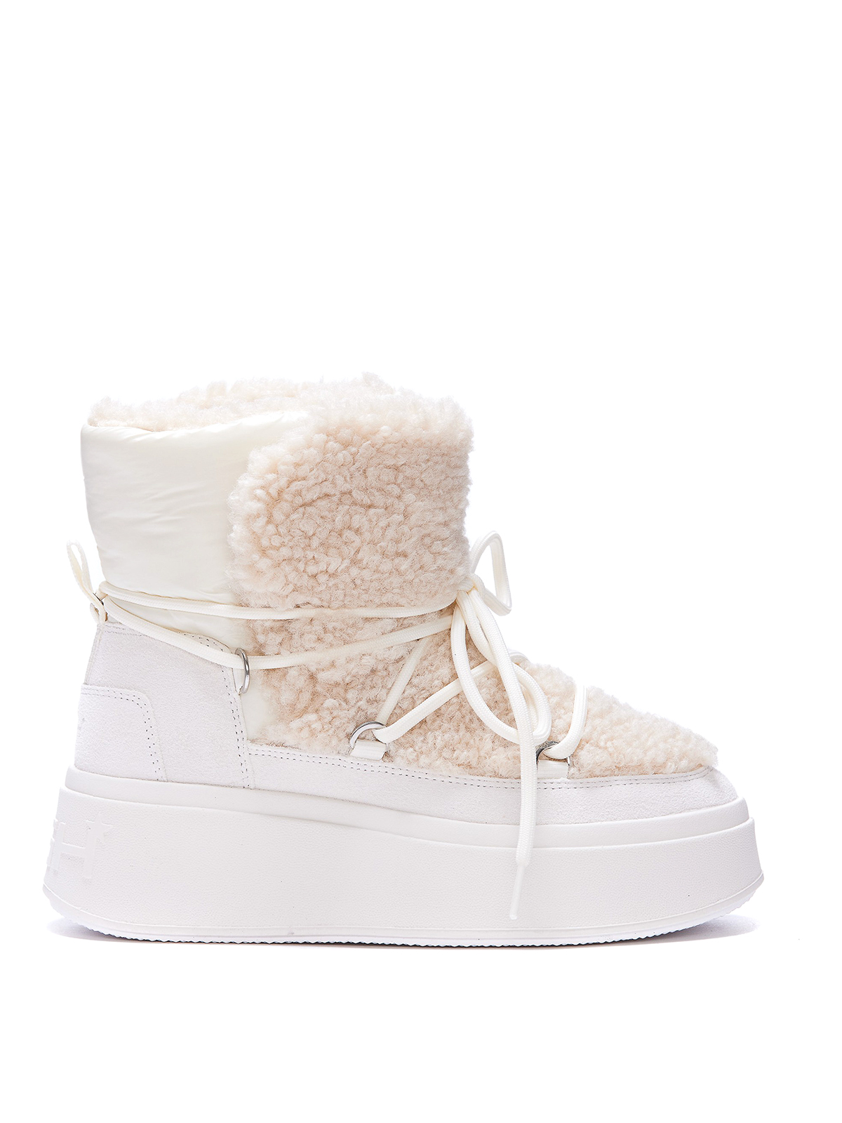 Shop Ash Mobo Shearling-trim Lace-up Booties In White