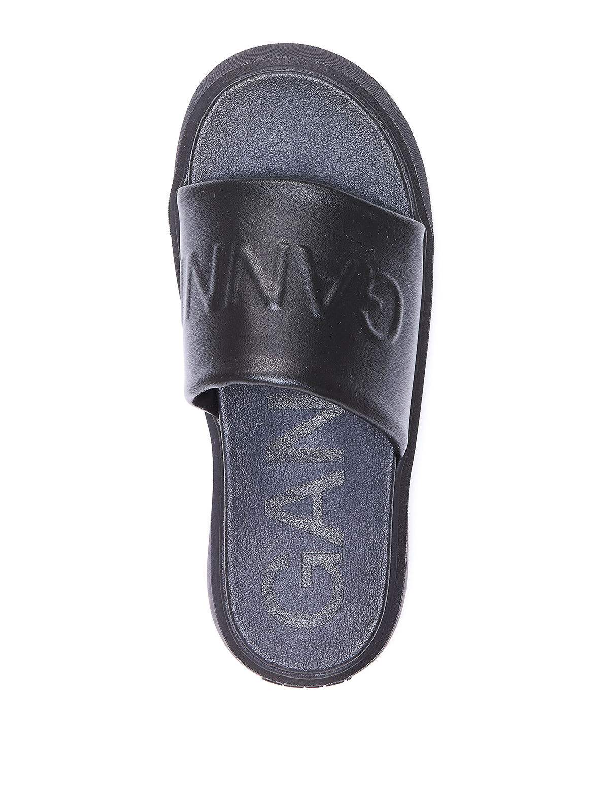 Ganni Embossed logo slides - Black - Women|S1817099 | thebs.com