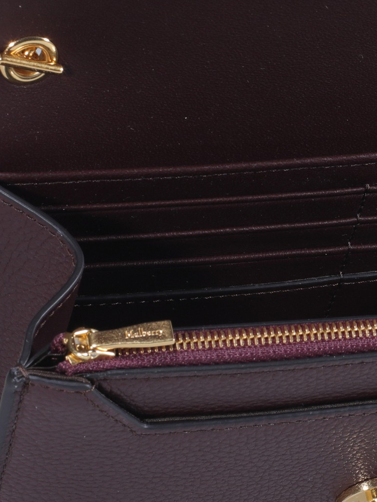 Shop Mulberry Leather Clutch In Burgundy
