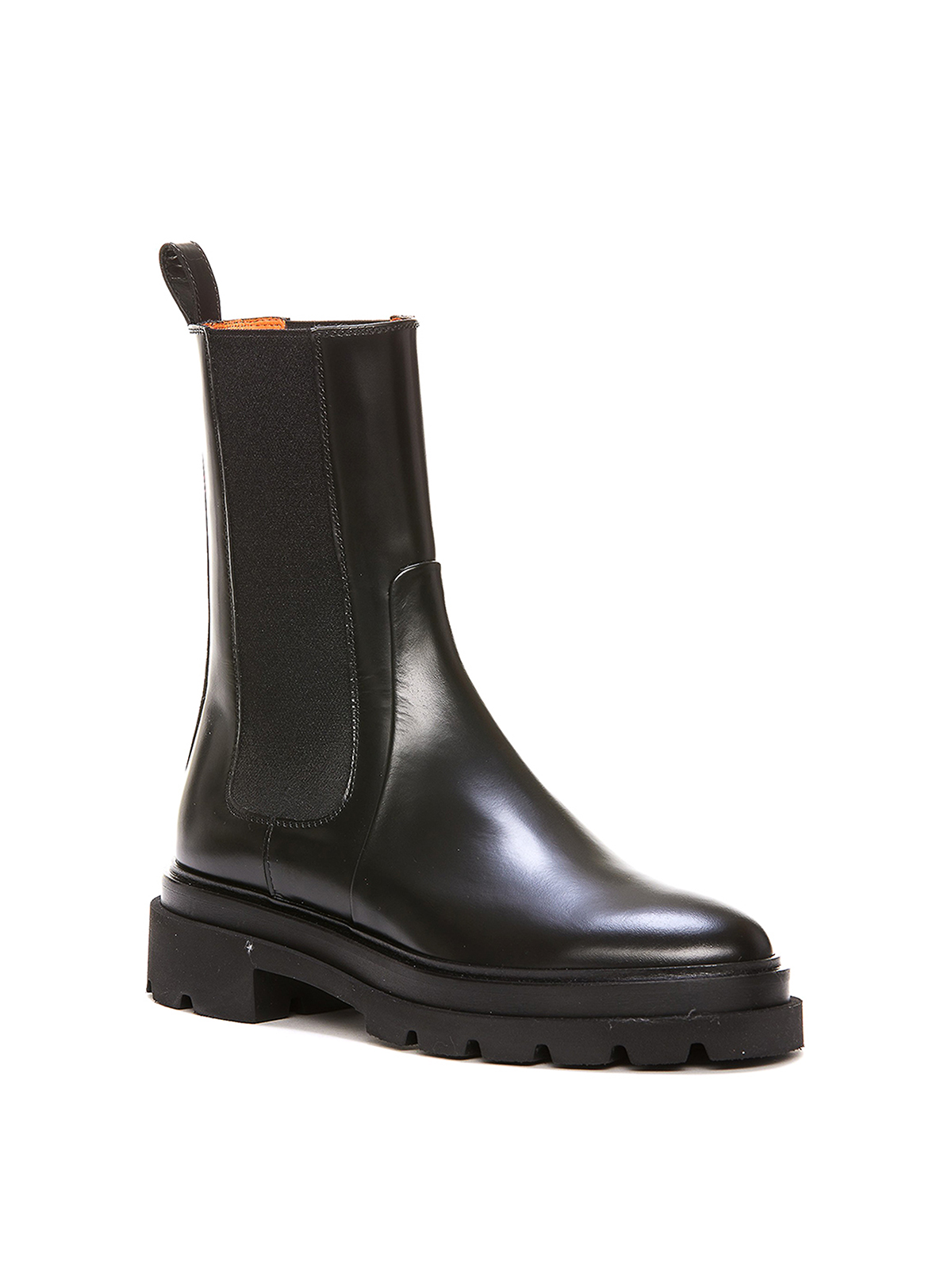 ミドルブーツ SANTONI Women Boots WTMN71154HI2NMGD N01 Black Women's black leather mid-heel ankle boot | Santoni Shoes