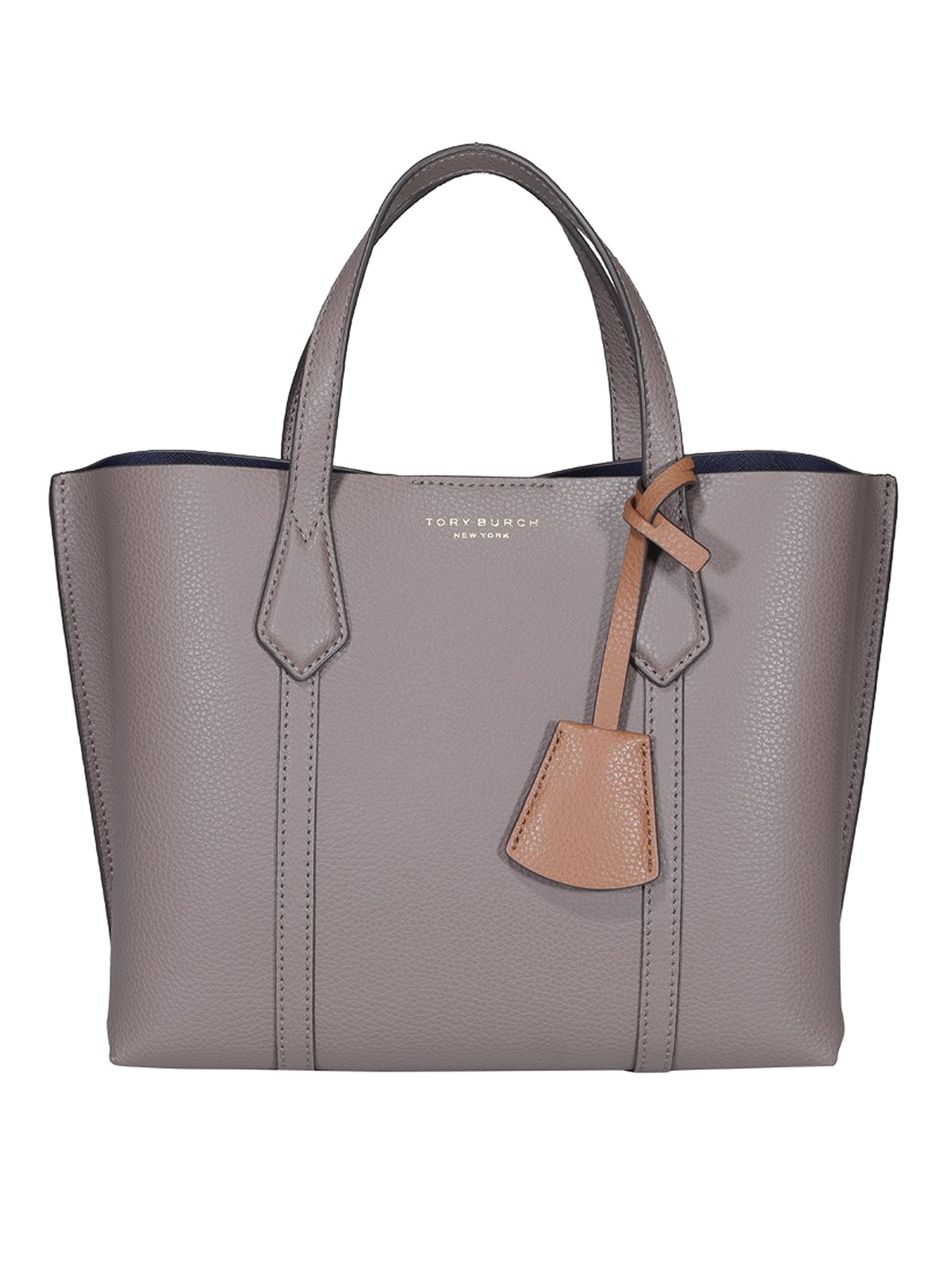 Shop Tory Burch Leather Tote In Grey