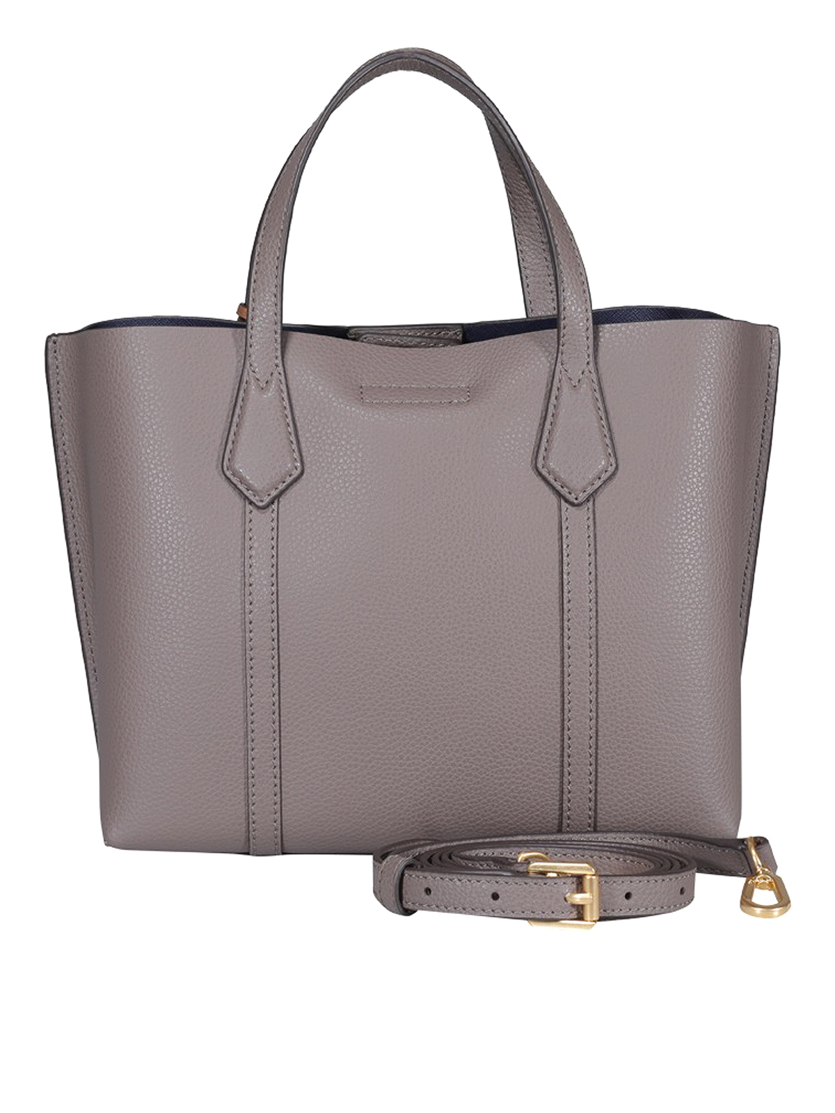 Shop Tory Burch Leather Tote In Grey