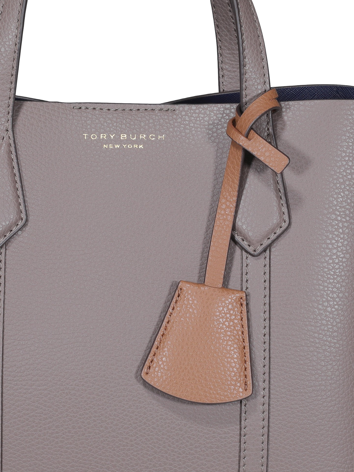 Shop Tory Burch Leather Tote In Grey