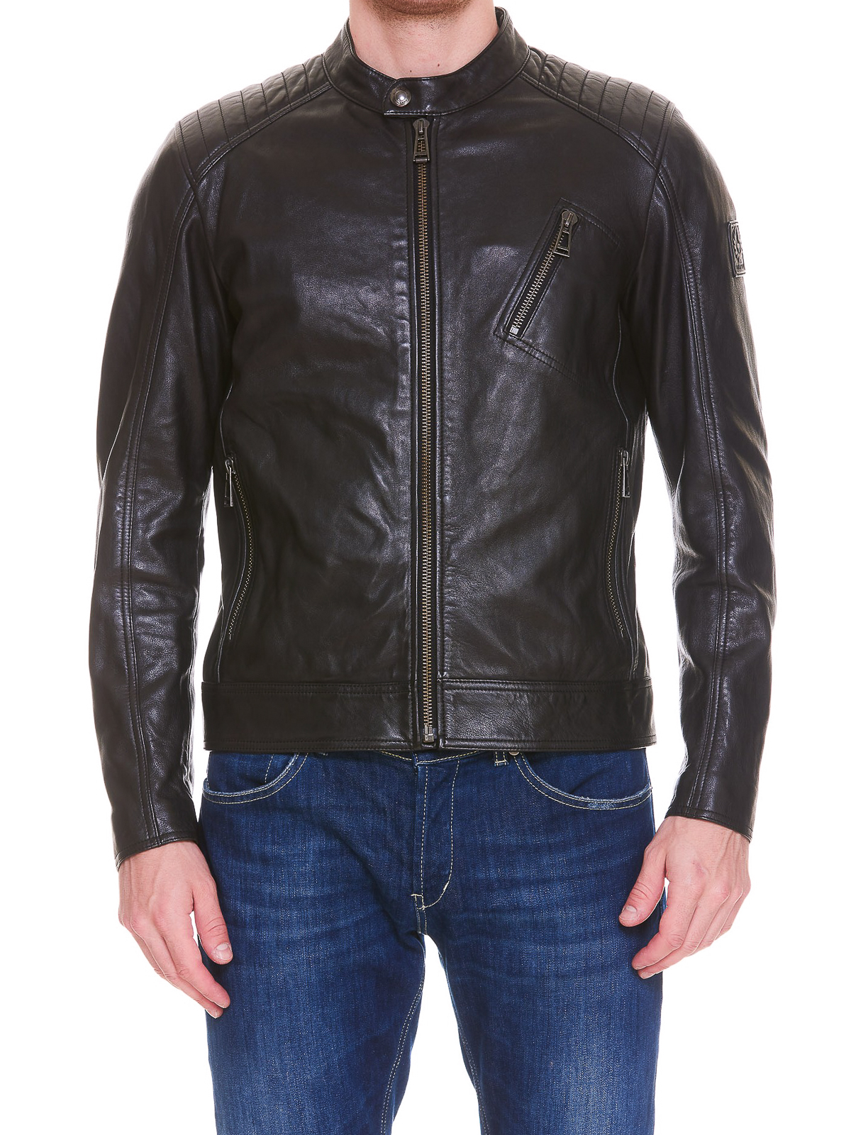 Shop Belstaff Leather Jacket In Black