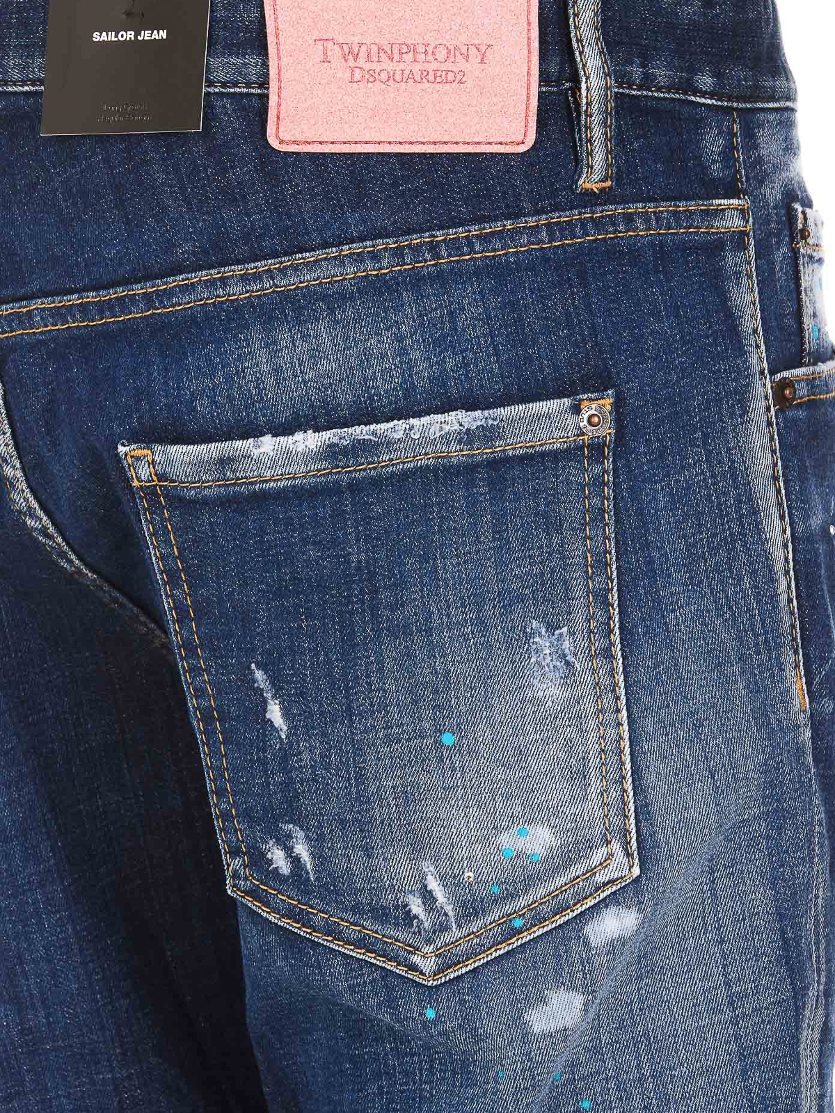 Dsquared2 Sailor Cotton Denim Jeans In Blue