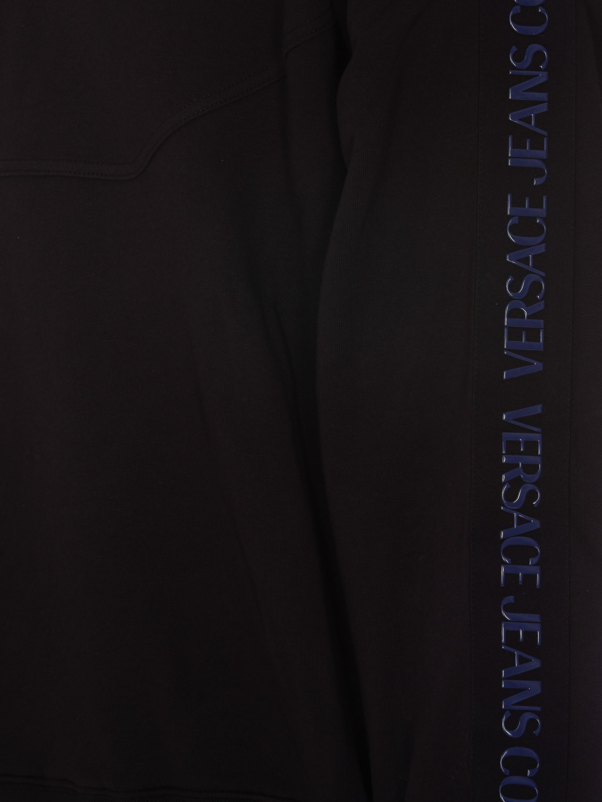 Shop Versace Jeans Couture Front Logo Patch Hoodie In Black
