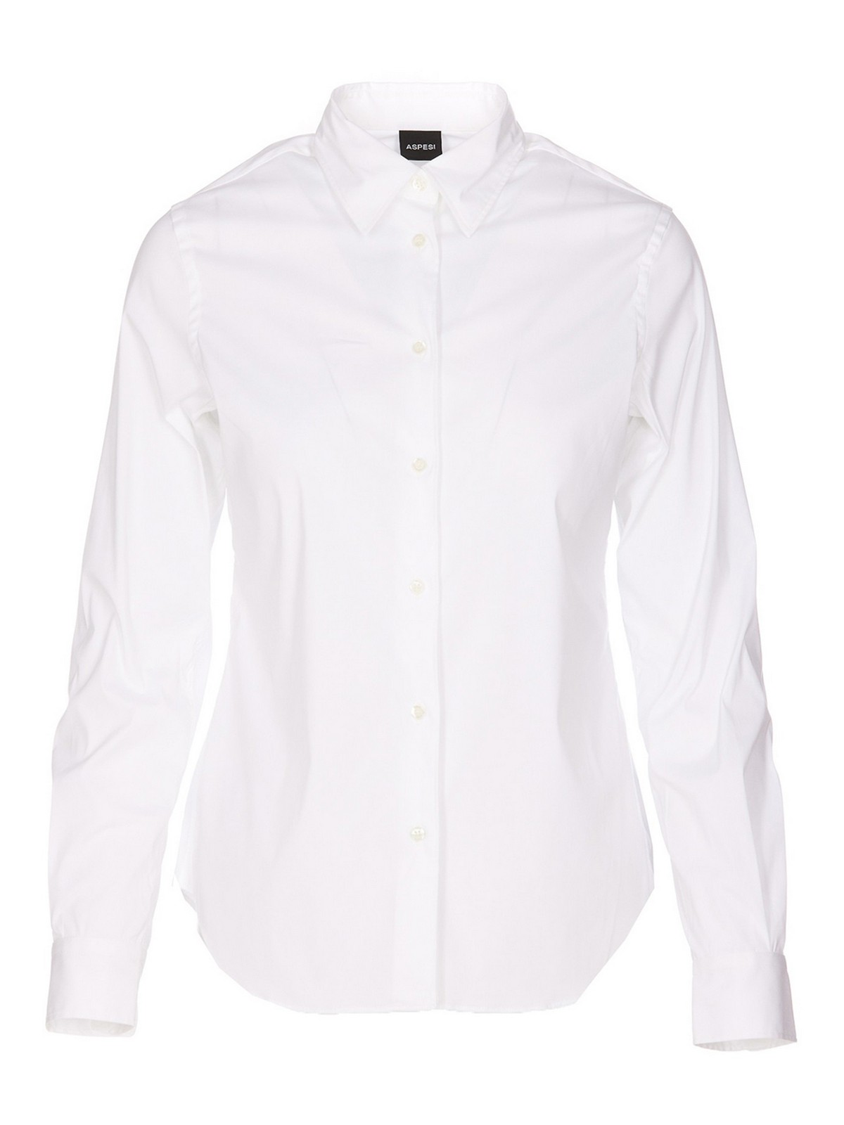 Aspesi Stretch Cotton Shirt In Blanco