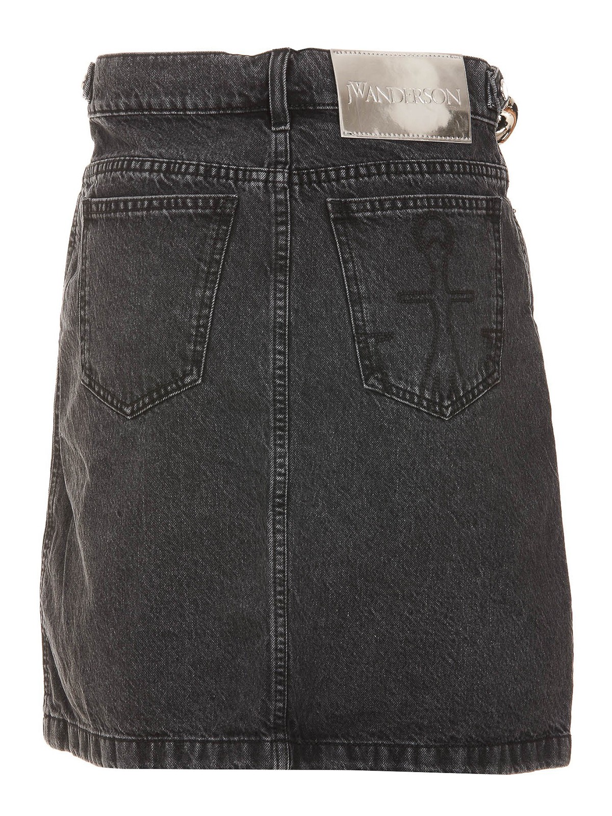 Shop Jw Anderson Denim Mini Skirt In Black