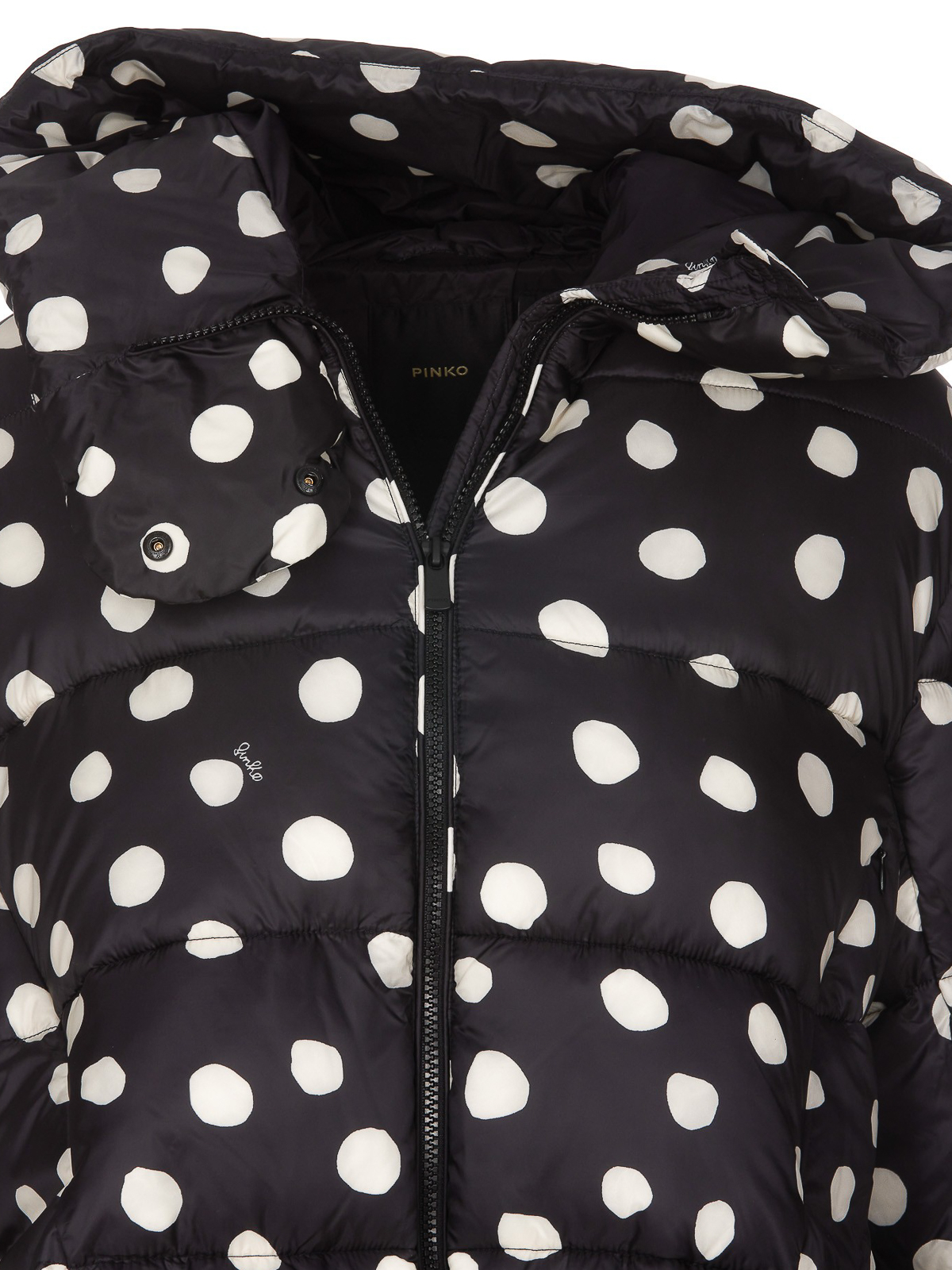 Padded technical canvas pea coat with belt PINKO → Shop Online