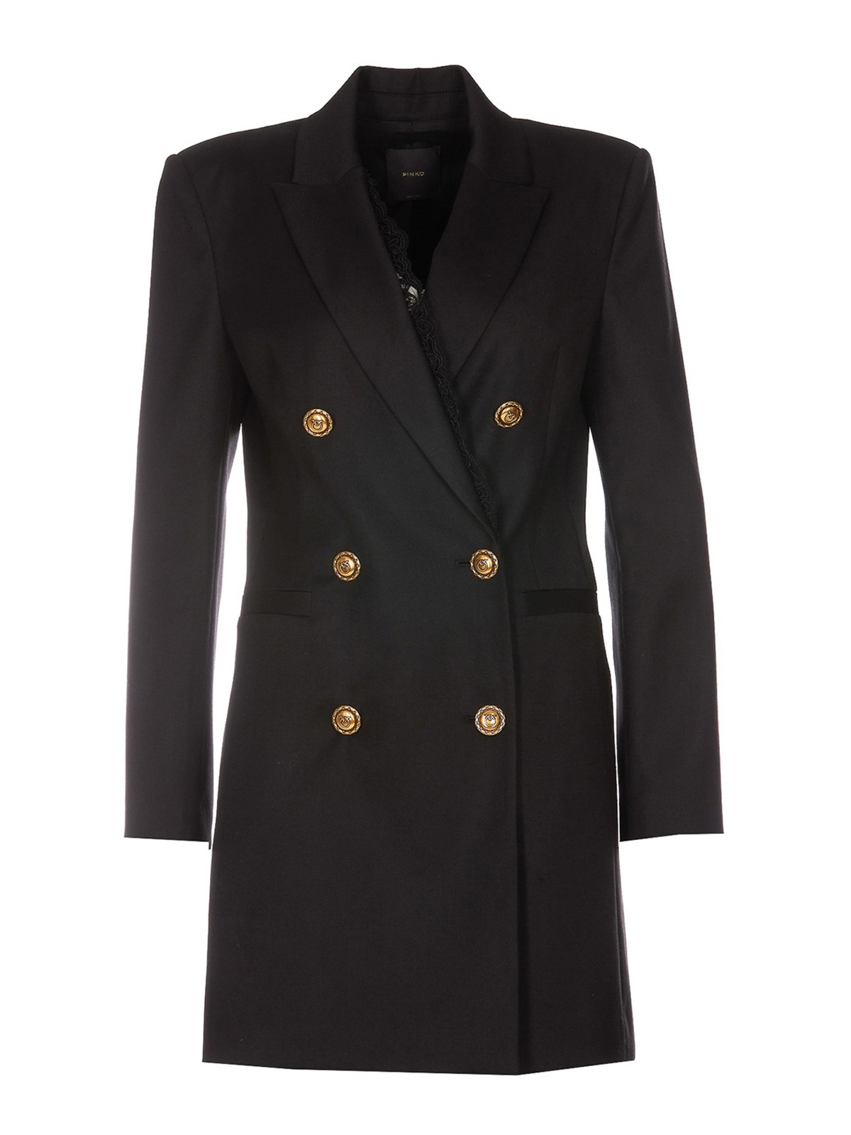 PINKO: coat in wool blend with monogram - Black