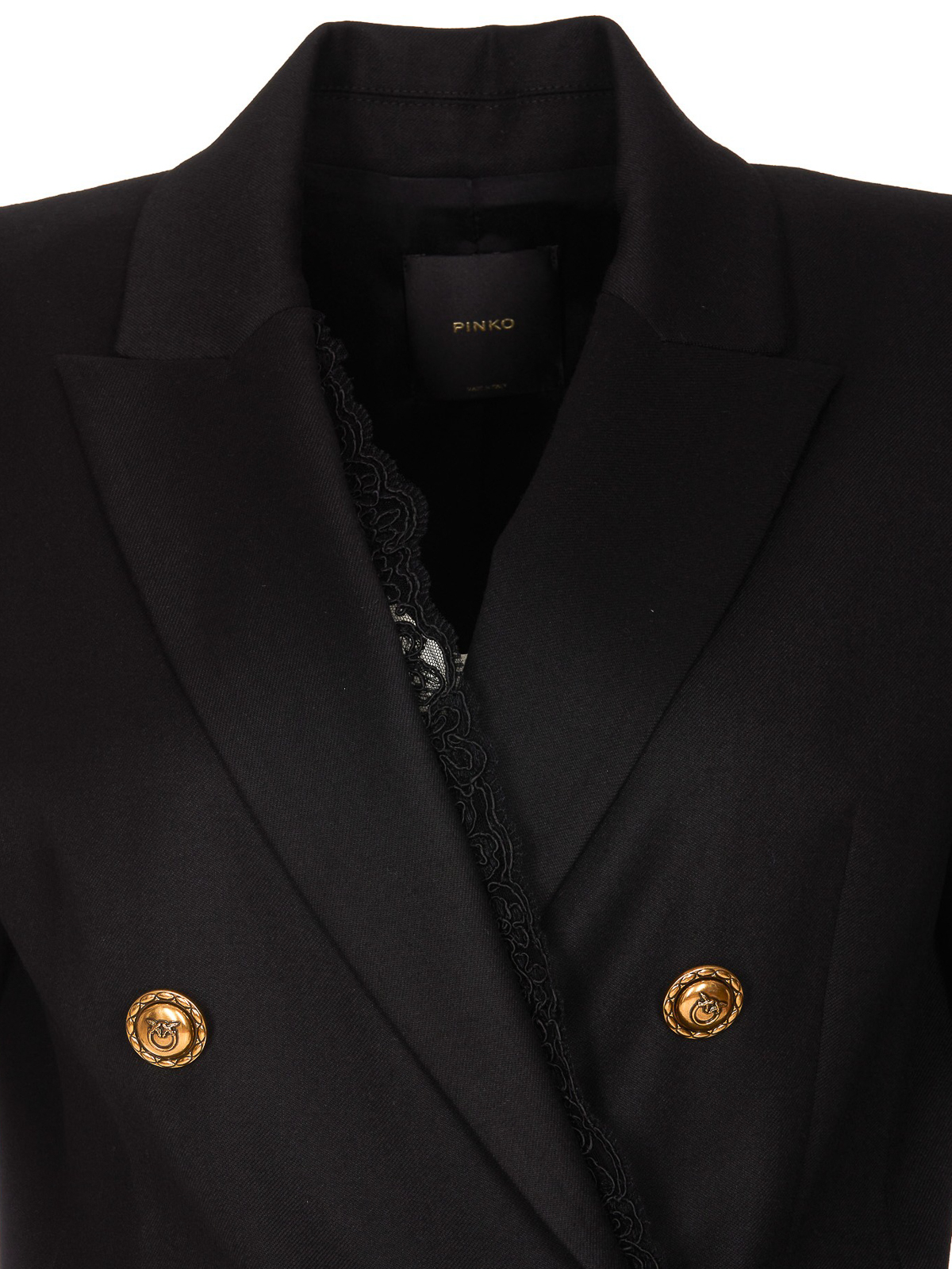 PINKO: coat in wool blend with monogram - Black