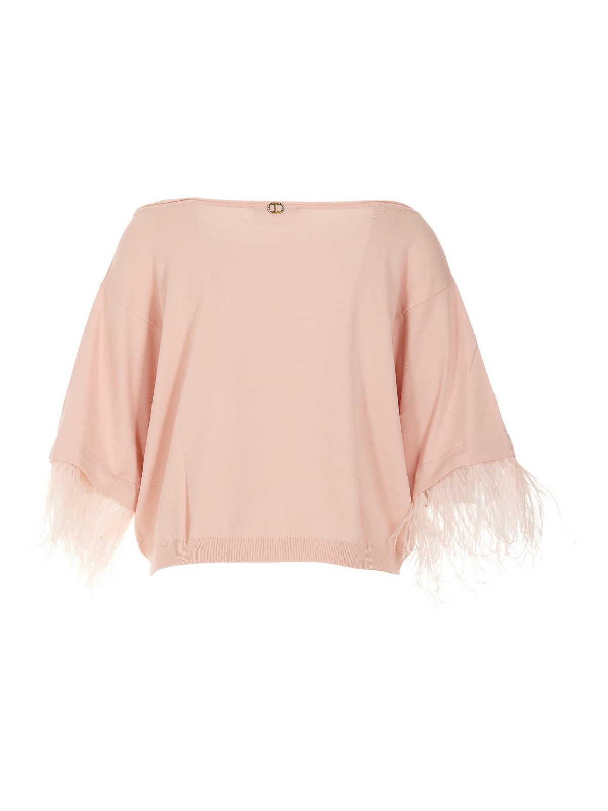 Pull en maille col bateau rose tendre