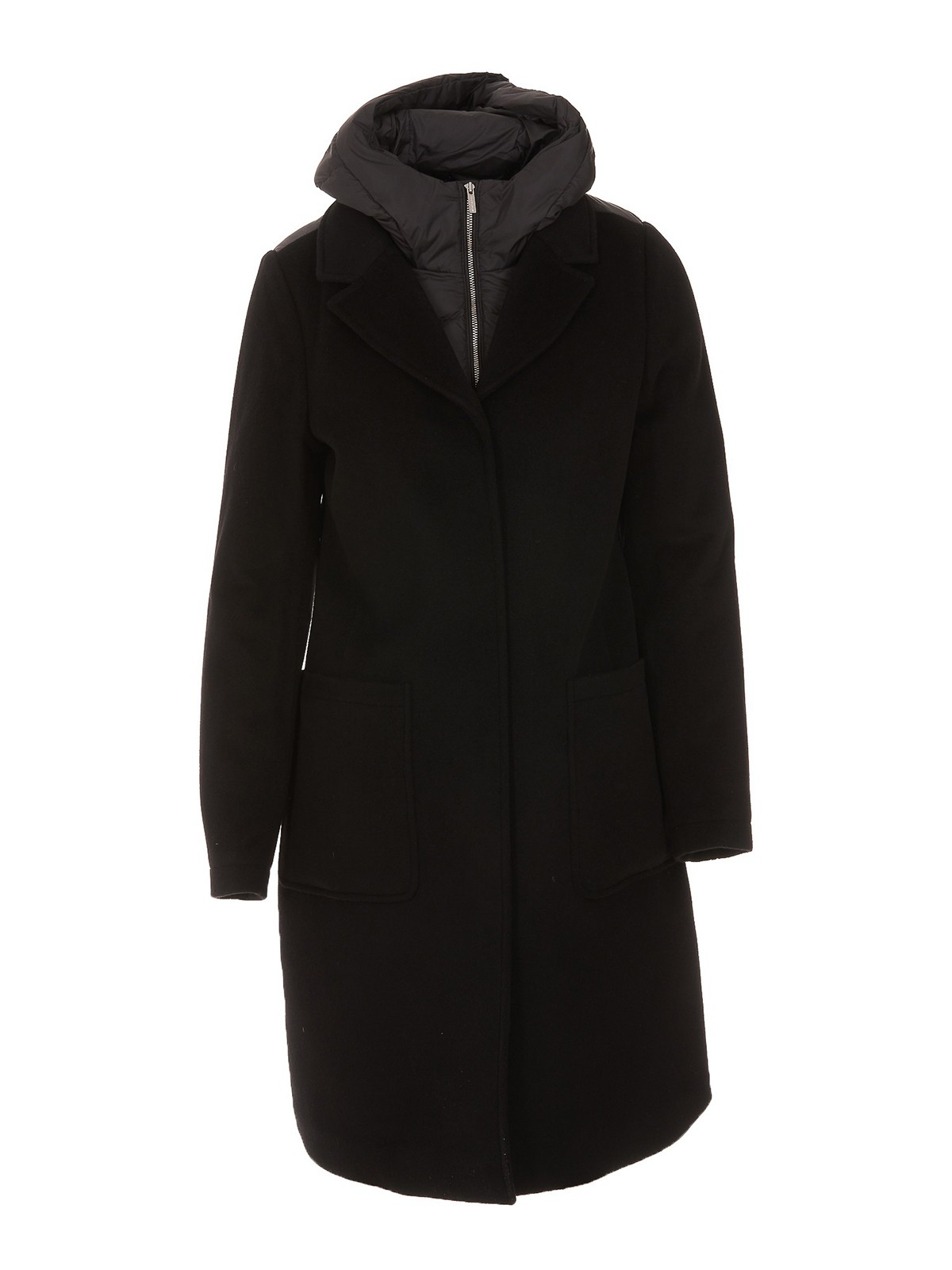 Woolrich Hooded Coat In Negro