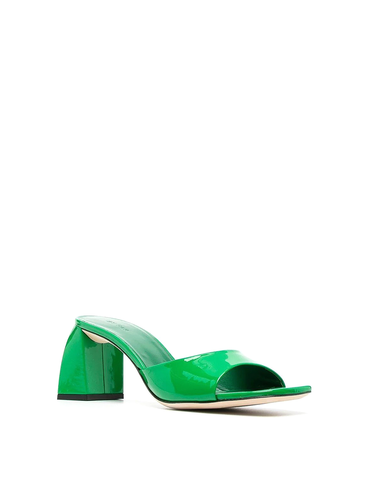 Shop By Far Romy 55 Patent Leather Sandals In Verde