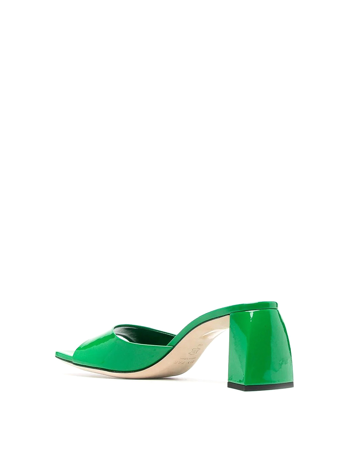 Shop By Far Romy 55 Patent Leather Sandals In Verde