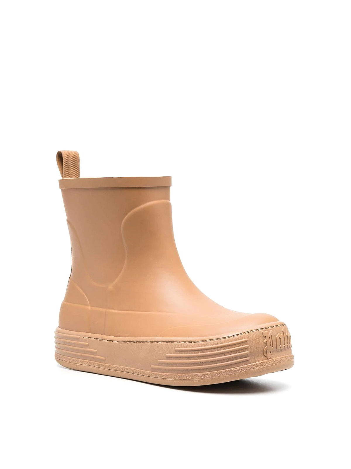 Shop Palm Angels Round-toe Rubber Ankle Boots In Beis