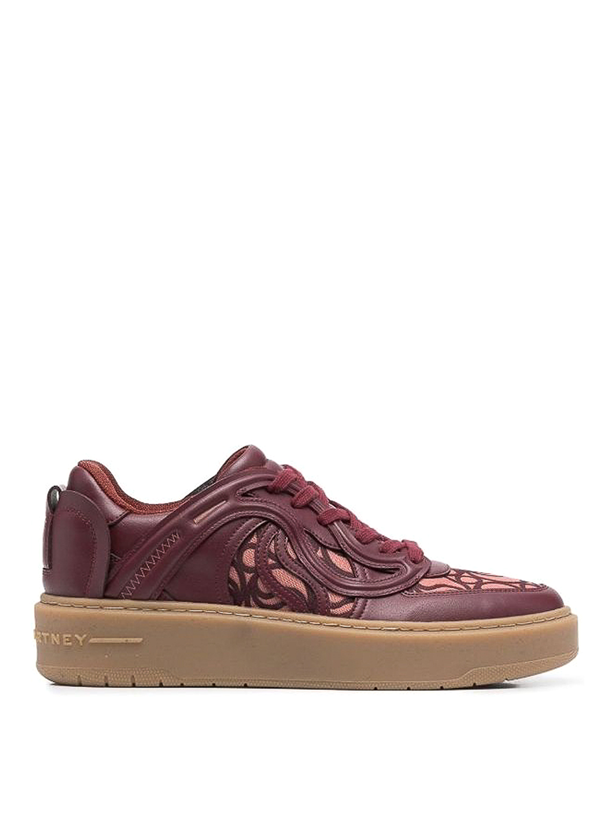 Stella Mccartney Faux Leather And Fabric Trainers In Burgundy