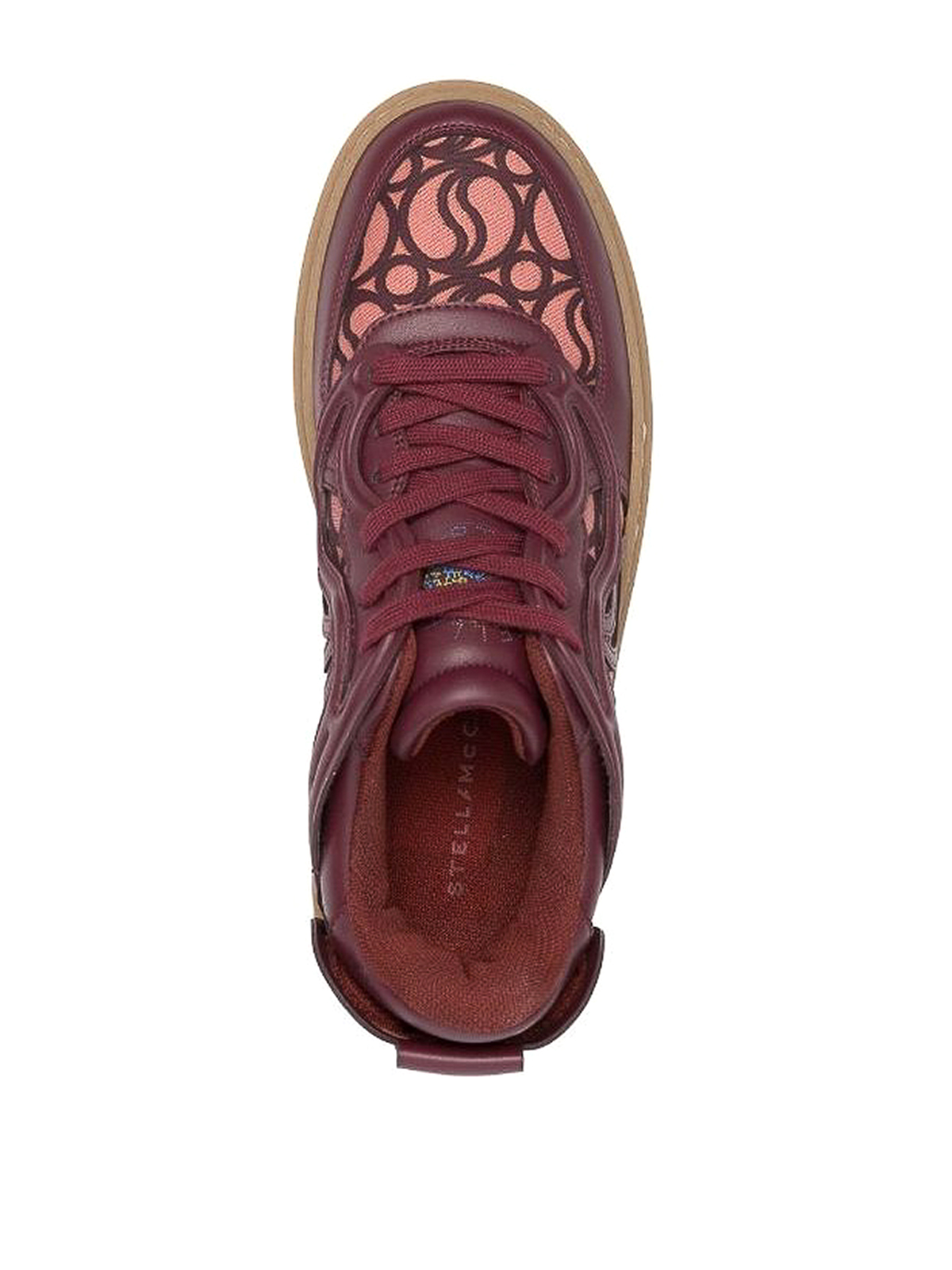 Shop Stella Mccartney Faux Leather And Fabric Sneakers In Burgundy