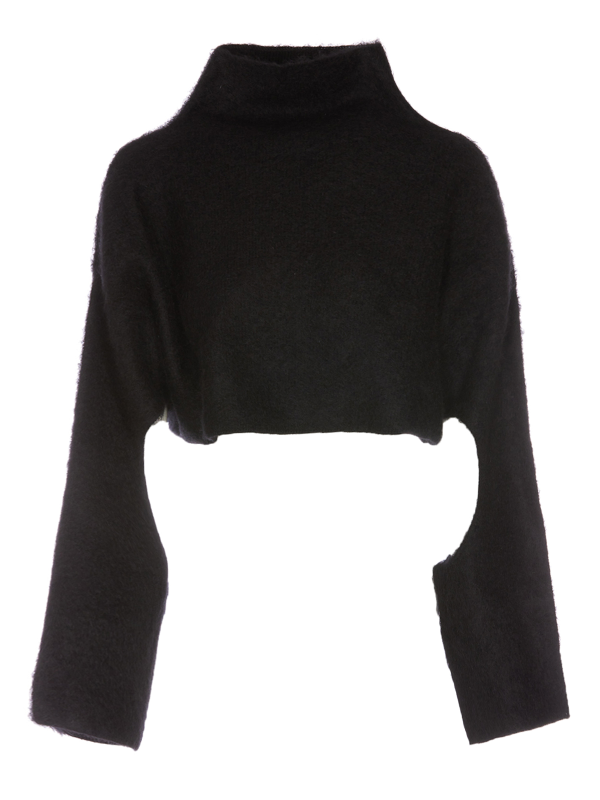 Jw Anderson Mohair Blend Sweater With Cut Out Sleeves In Black