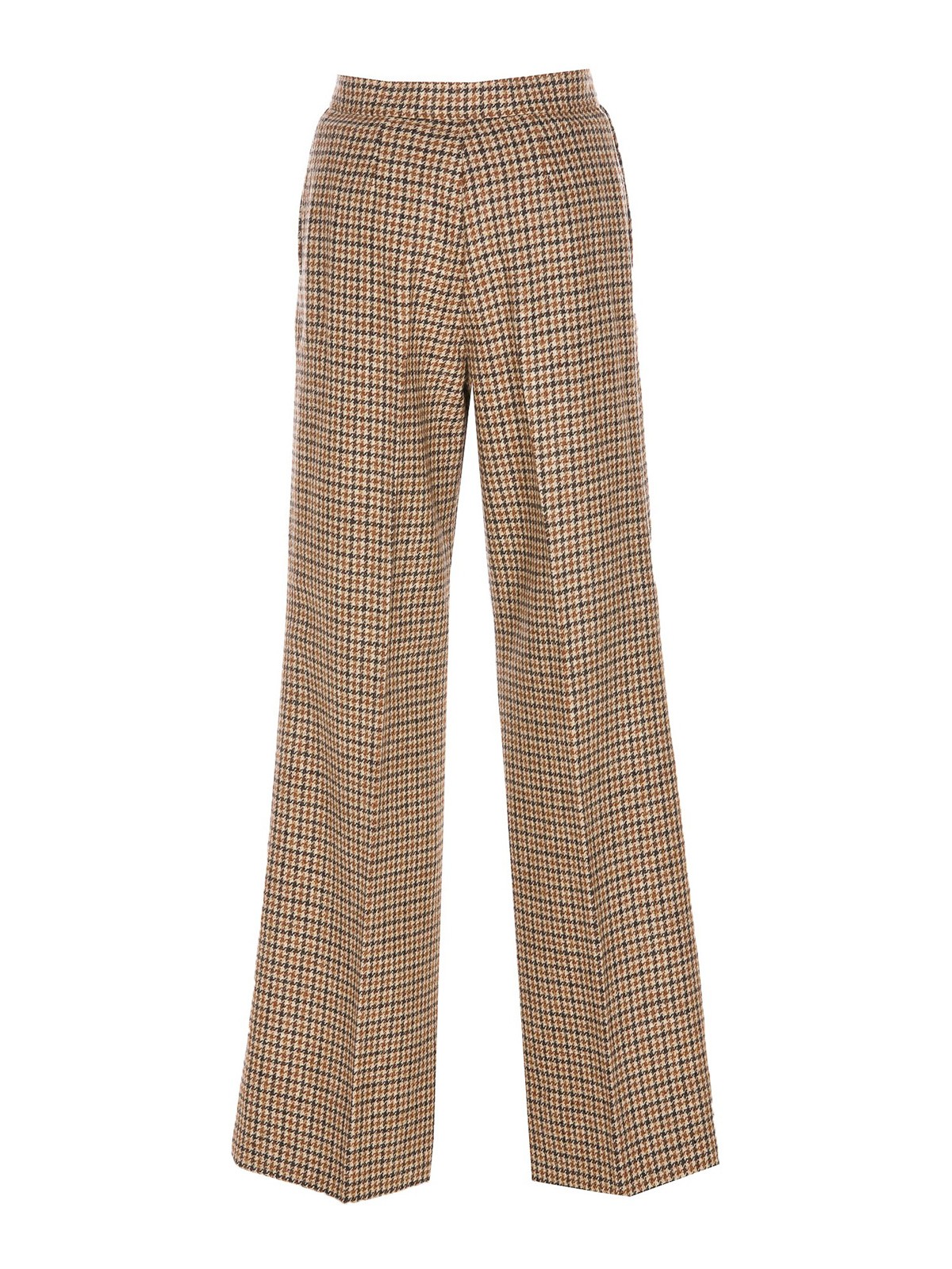 Shop Palm Angels Houndstooth Flared Trousers In Beige