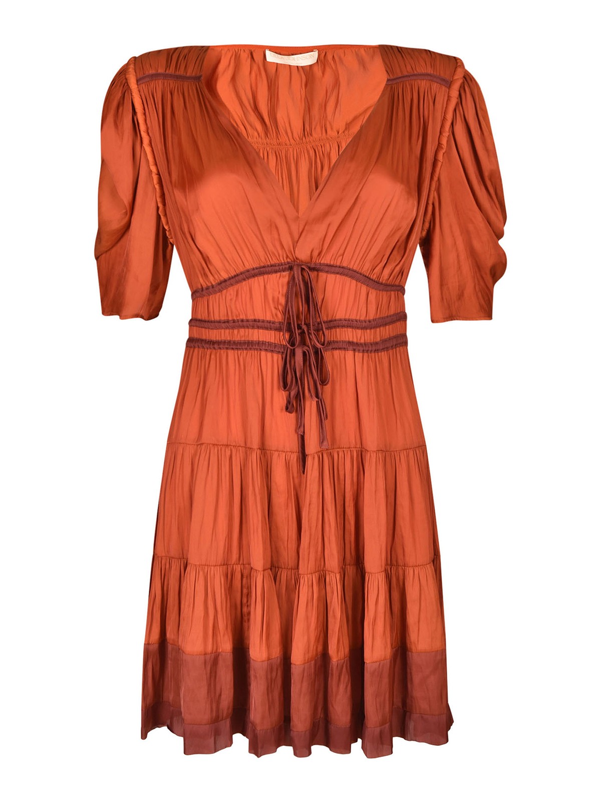 Shop Ulla Johnson Colour Block Pleated Dress In Naranja