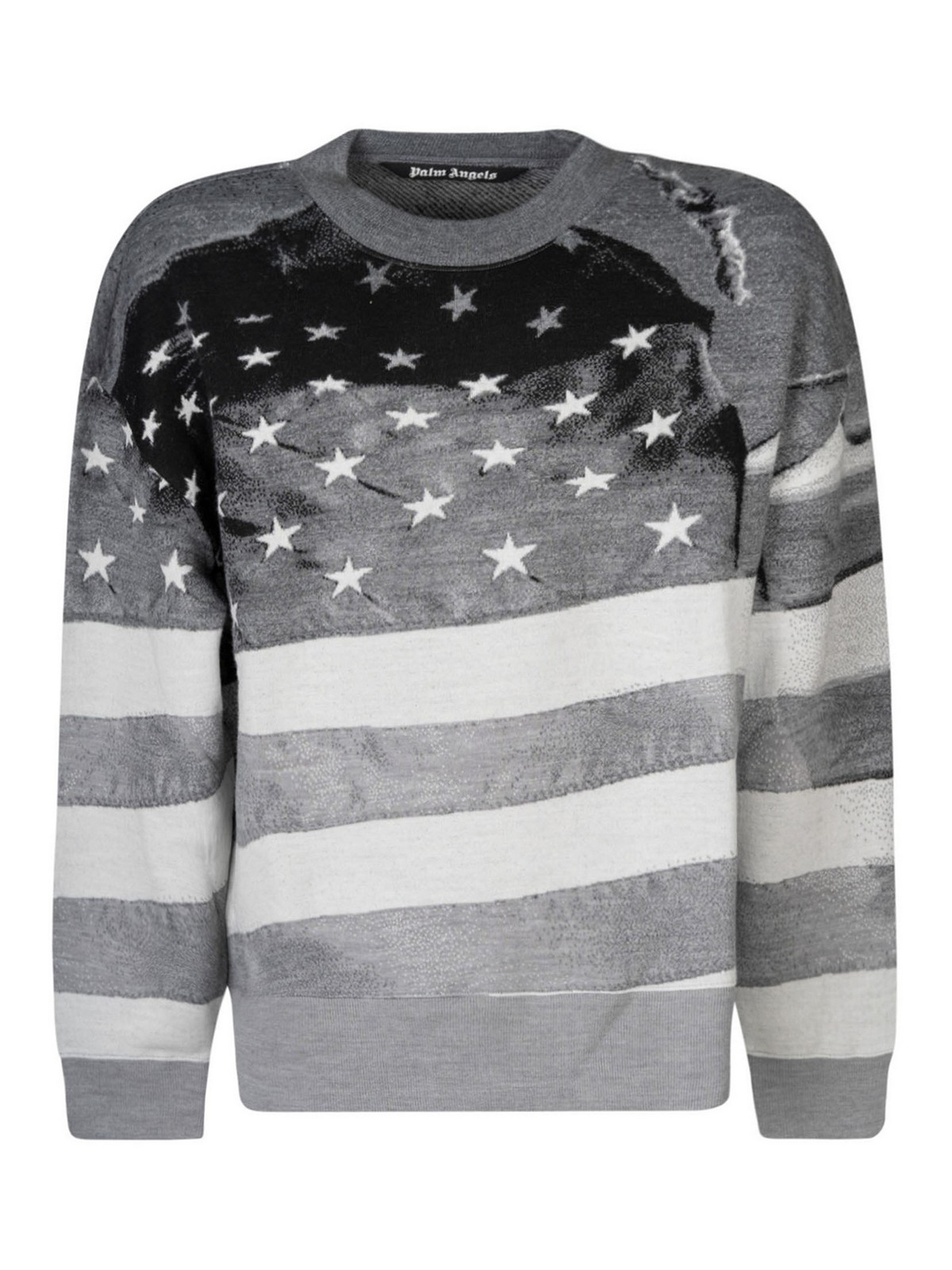 Palm Angels Jacquard Flag Sweater In Gris