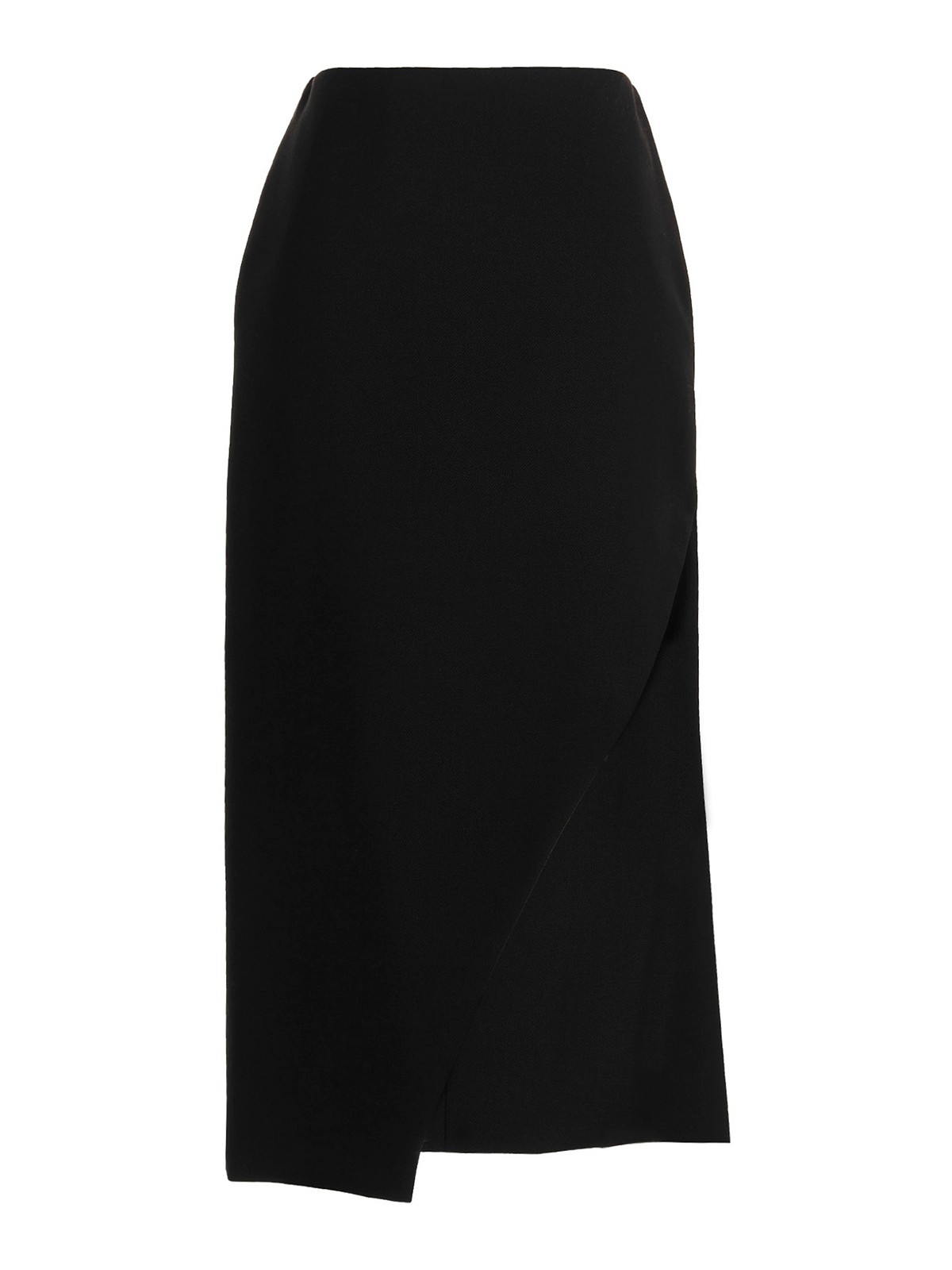 Alexander Mcqueen Wool Midi Skirt In Negro