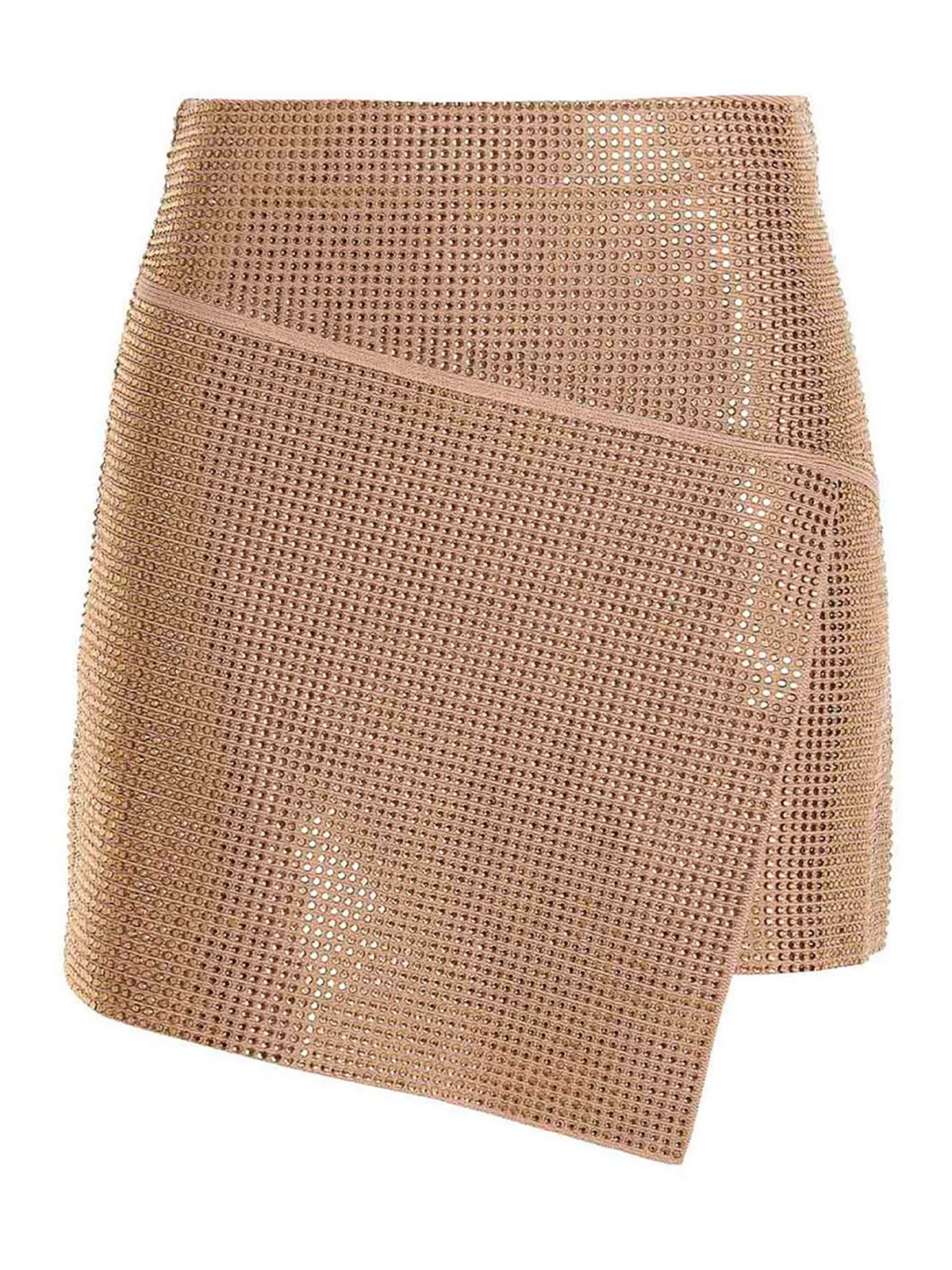 Shop Andreädamo Sequined Knitted Skirt In Beis