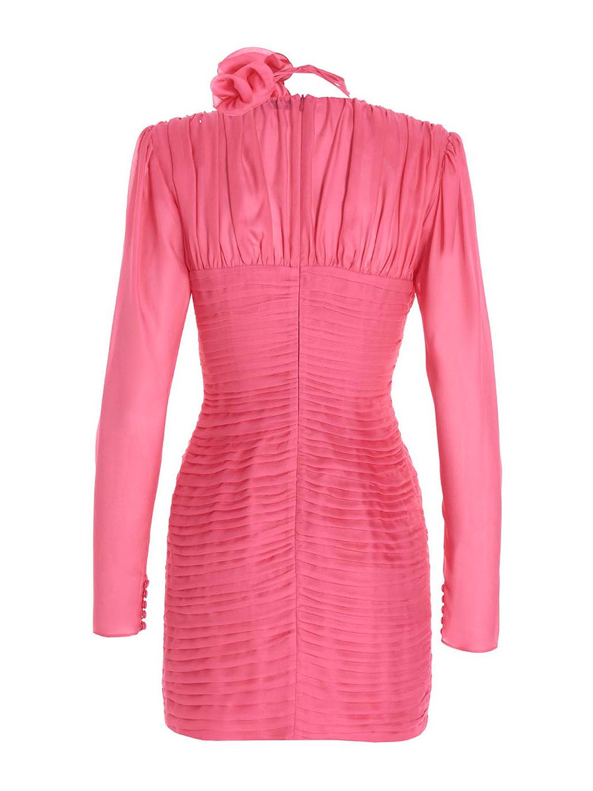 magda butrym milano pleated silk dress Magda Butrym Pleated Draped Silk Halterneck Midi Dress - Women - Pink Dresses