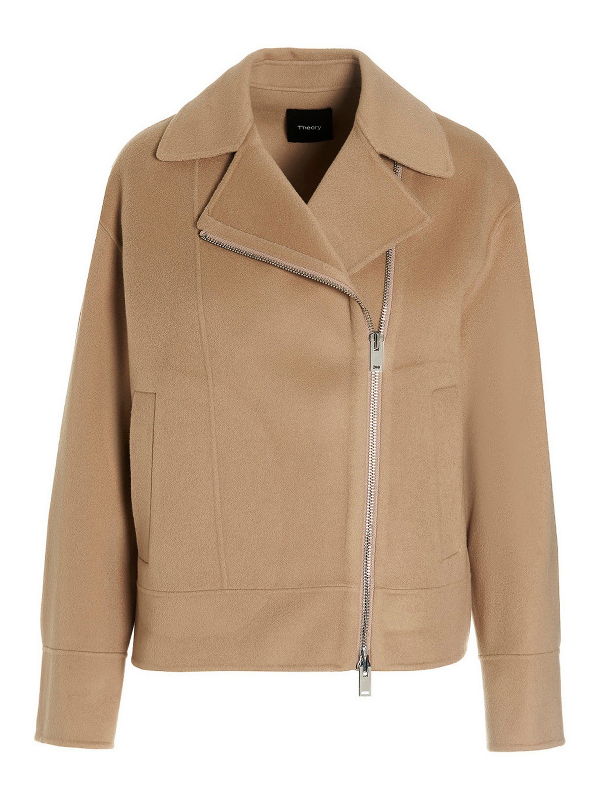 Theory Cashmere And Wool Biker Jacket In Beis