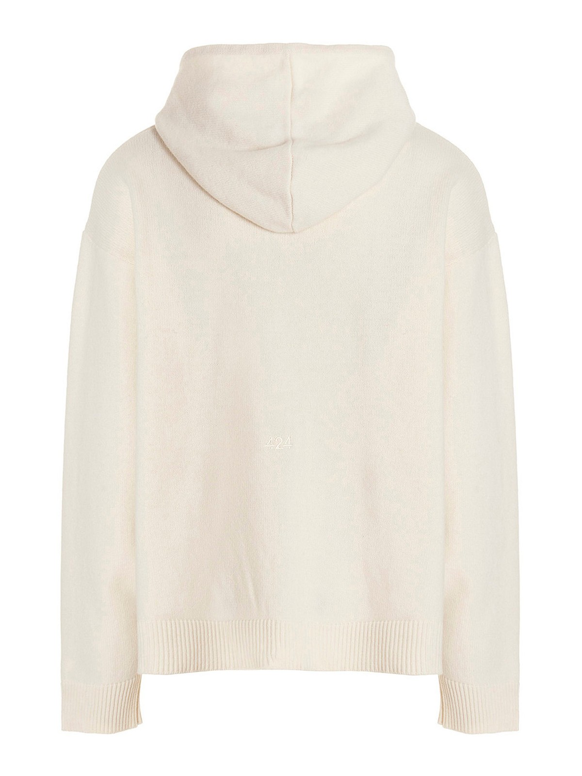 Shop 424 Embroidery Hooded Cardigan In Blanco