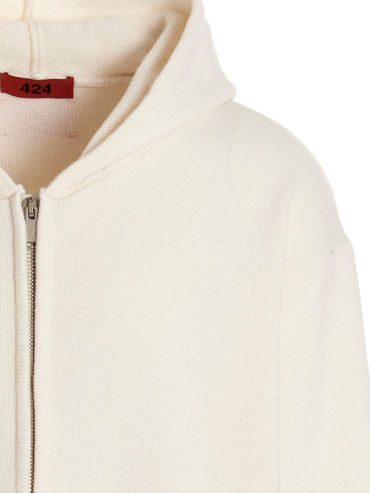 Shop 424 Embroidery Hooded Cardigan In Blanco