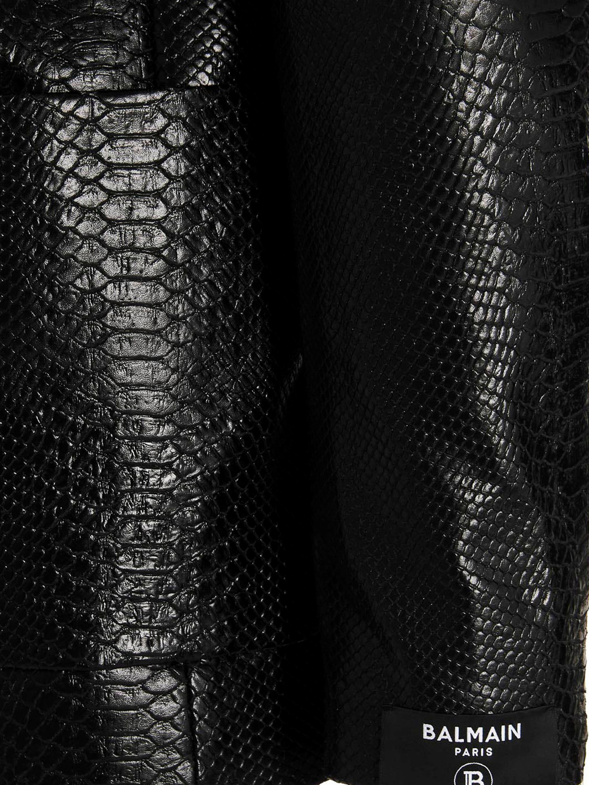Balmain Black Croc Leather Jacket