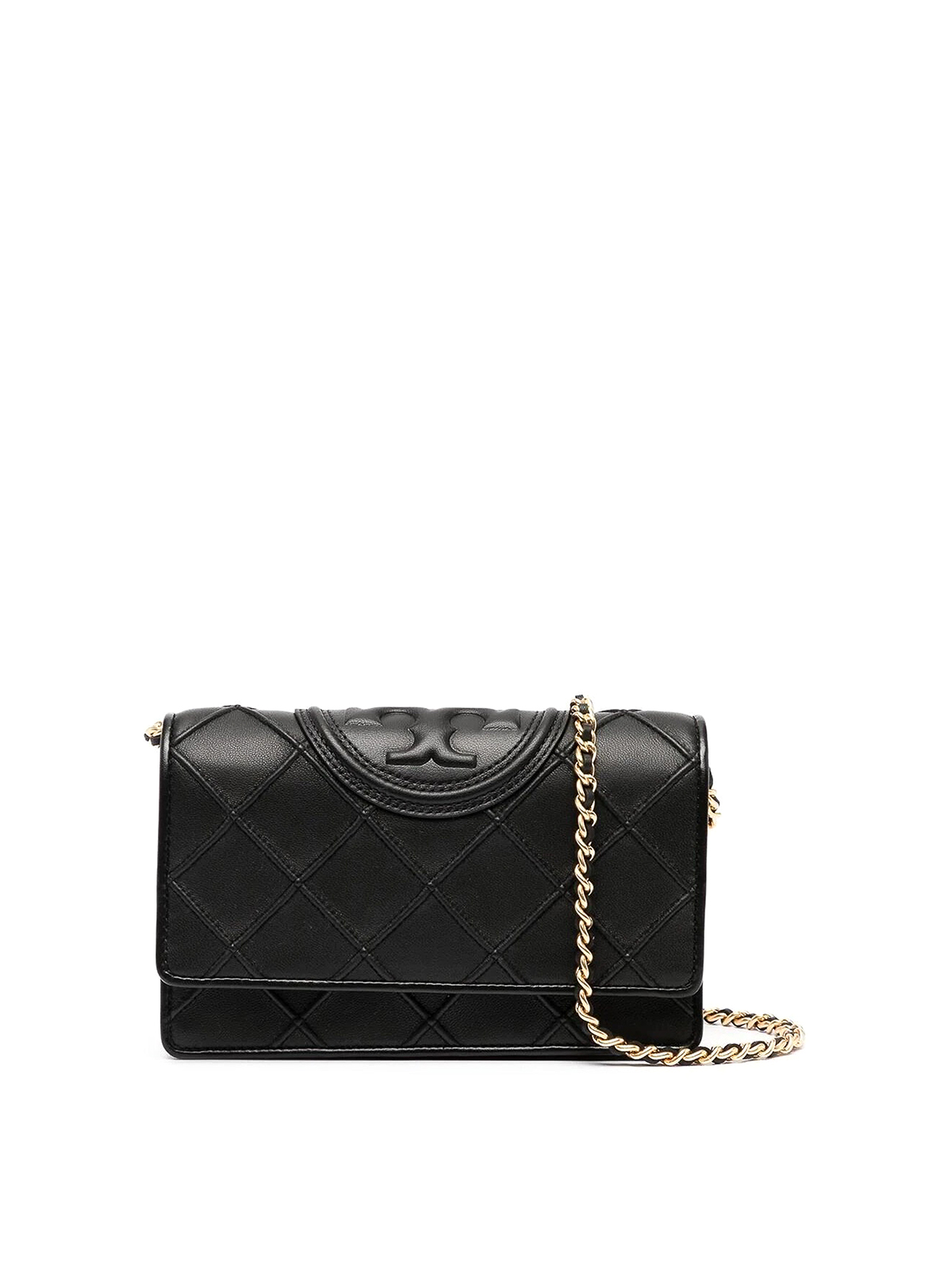 Shop Tory Burch Fleming Soft Chain  Wallet In Negro