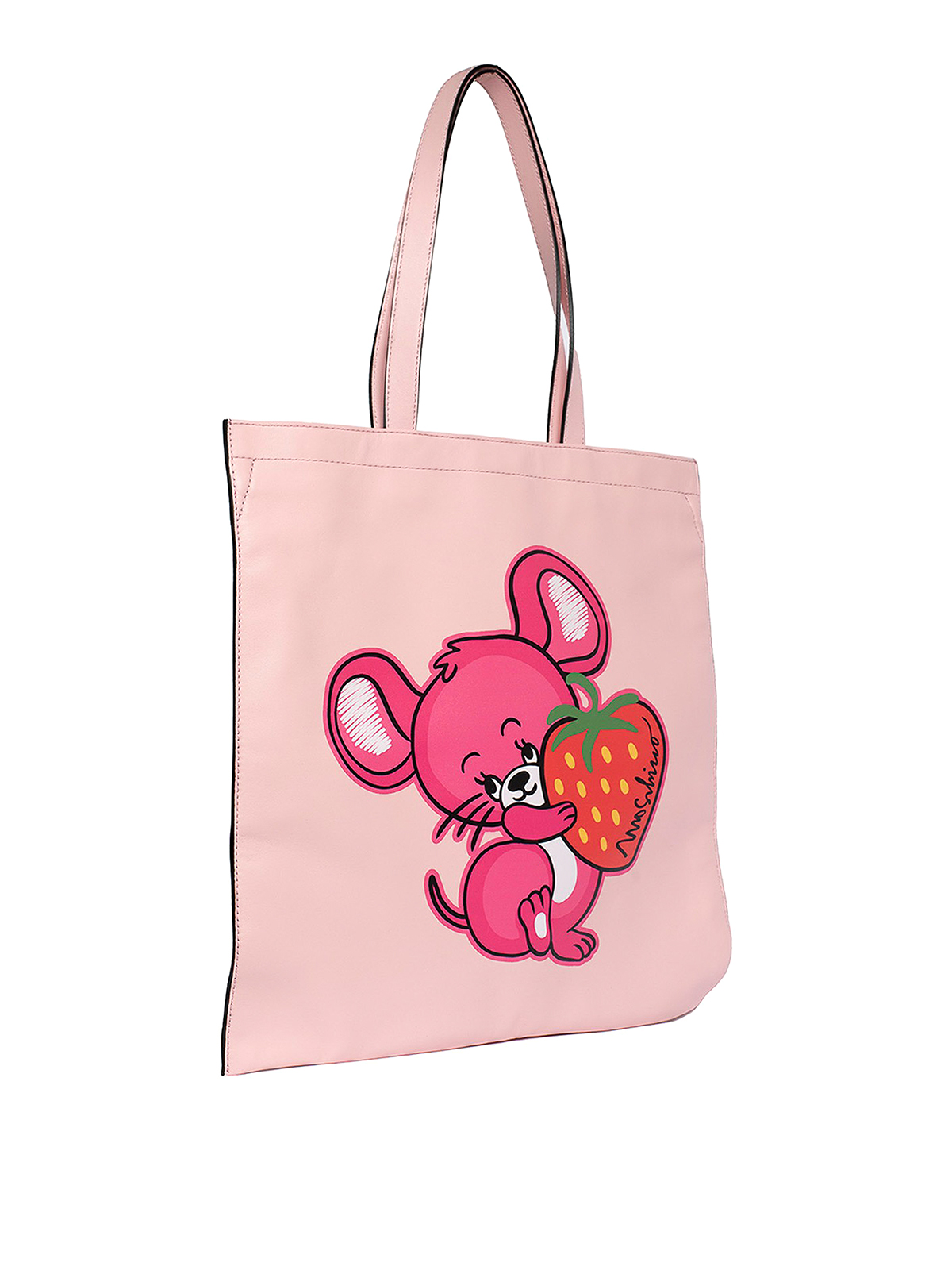 Shop Moschino Illustrated Animals Leather Tote In Pink