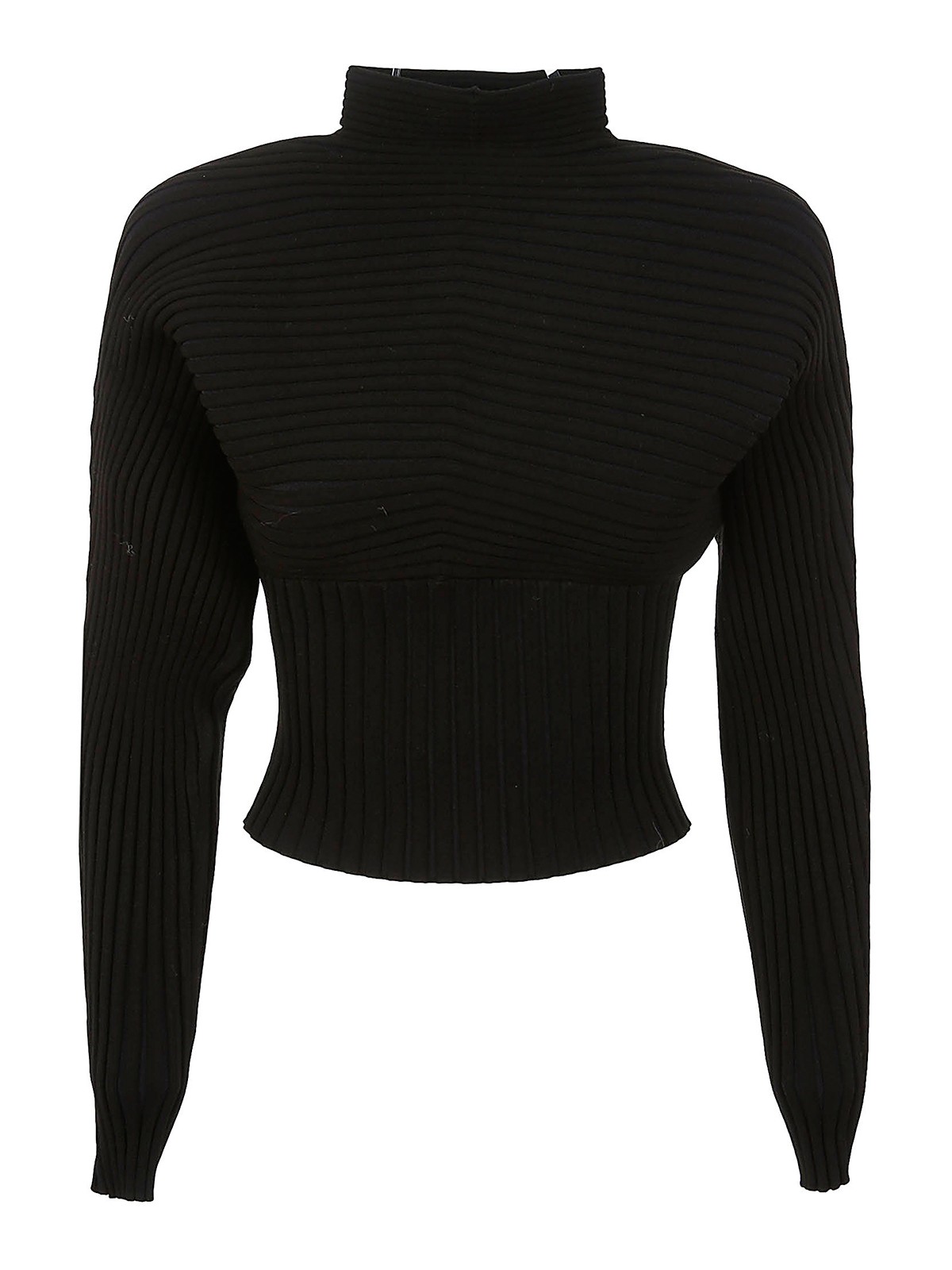 Shop Tory Burch Ribbed Dolman Sleeve Knitted Top In Negro