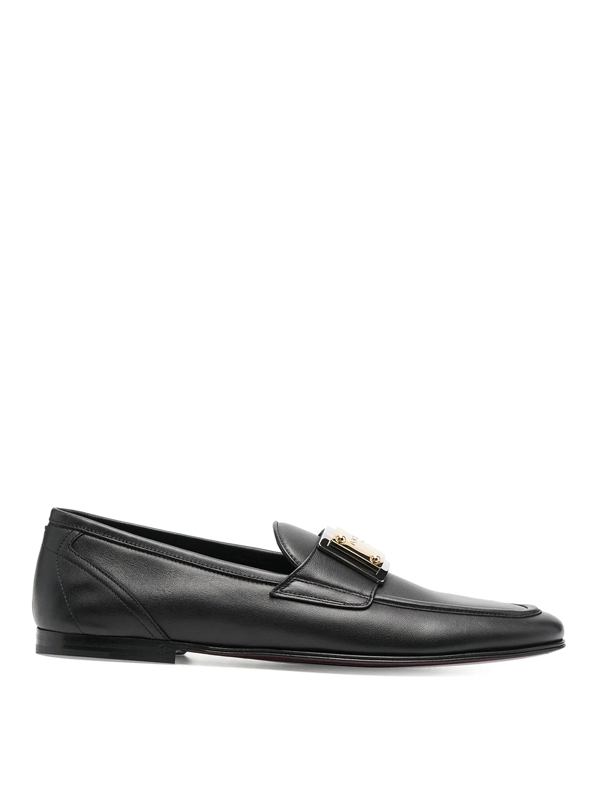 Dolce & Gabbana Leather Slippers In Negro