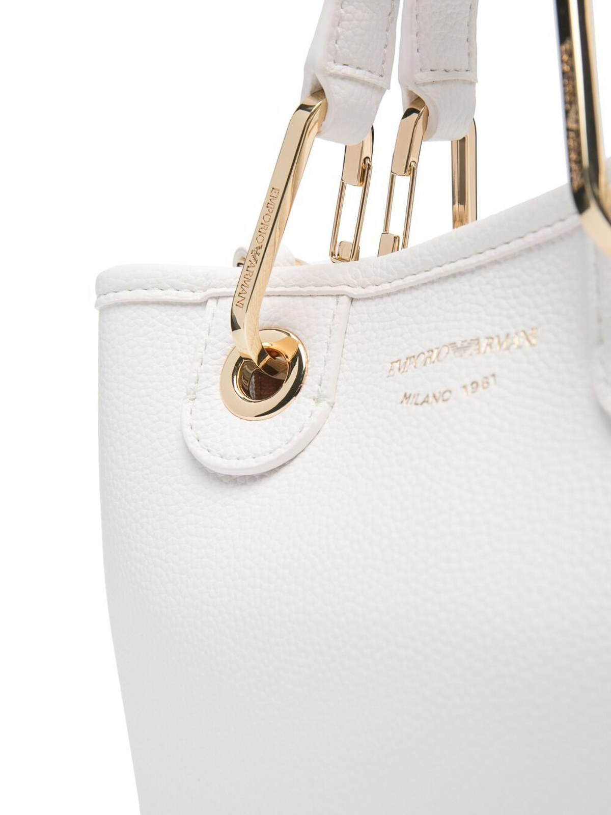 Shop Emporio Armani White Faux Leather Logo-strap Tote