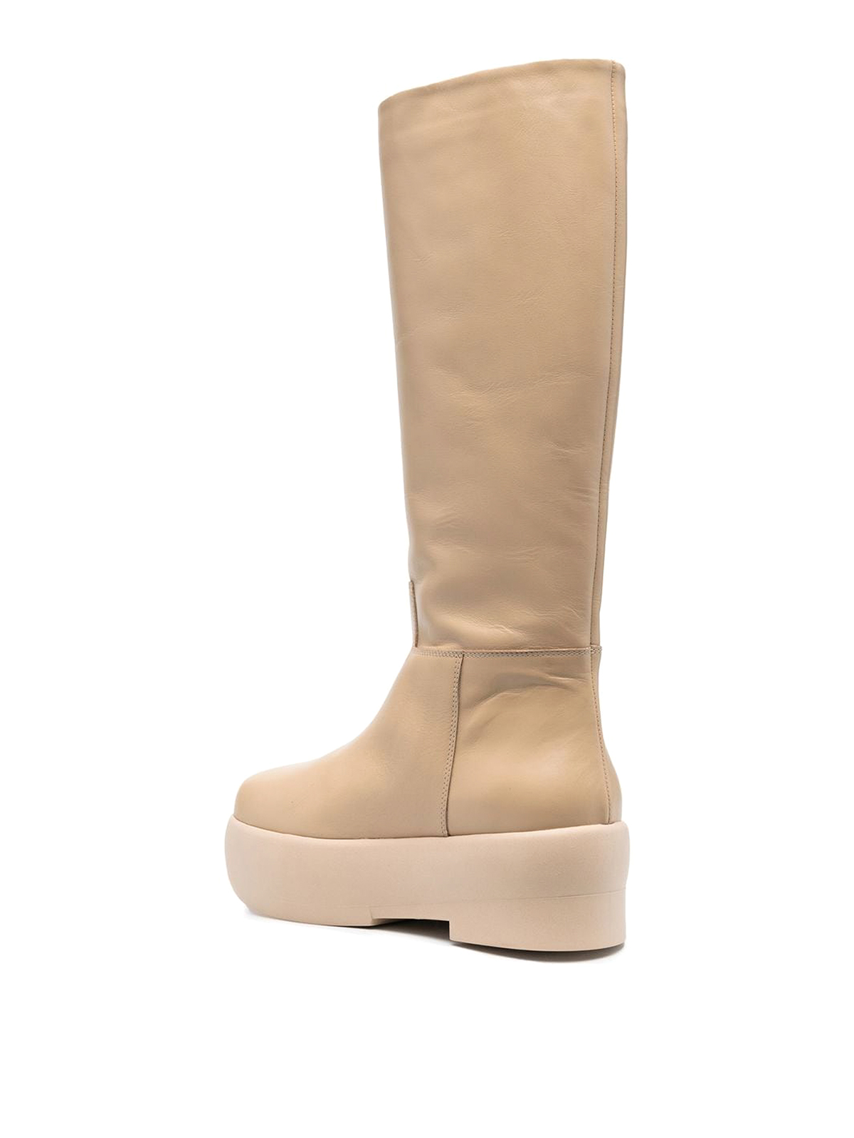 Shop Gia Borghini Leather Chuncky Boots In Beis