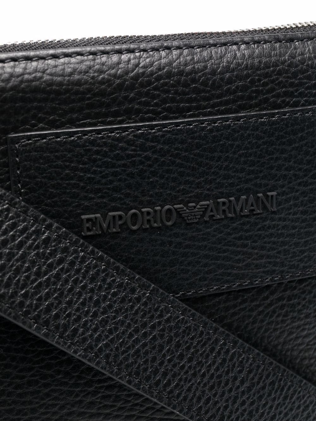Emporio Armani Logo-embossed Leather Cross-body Bag in Black for Men