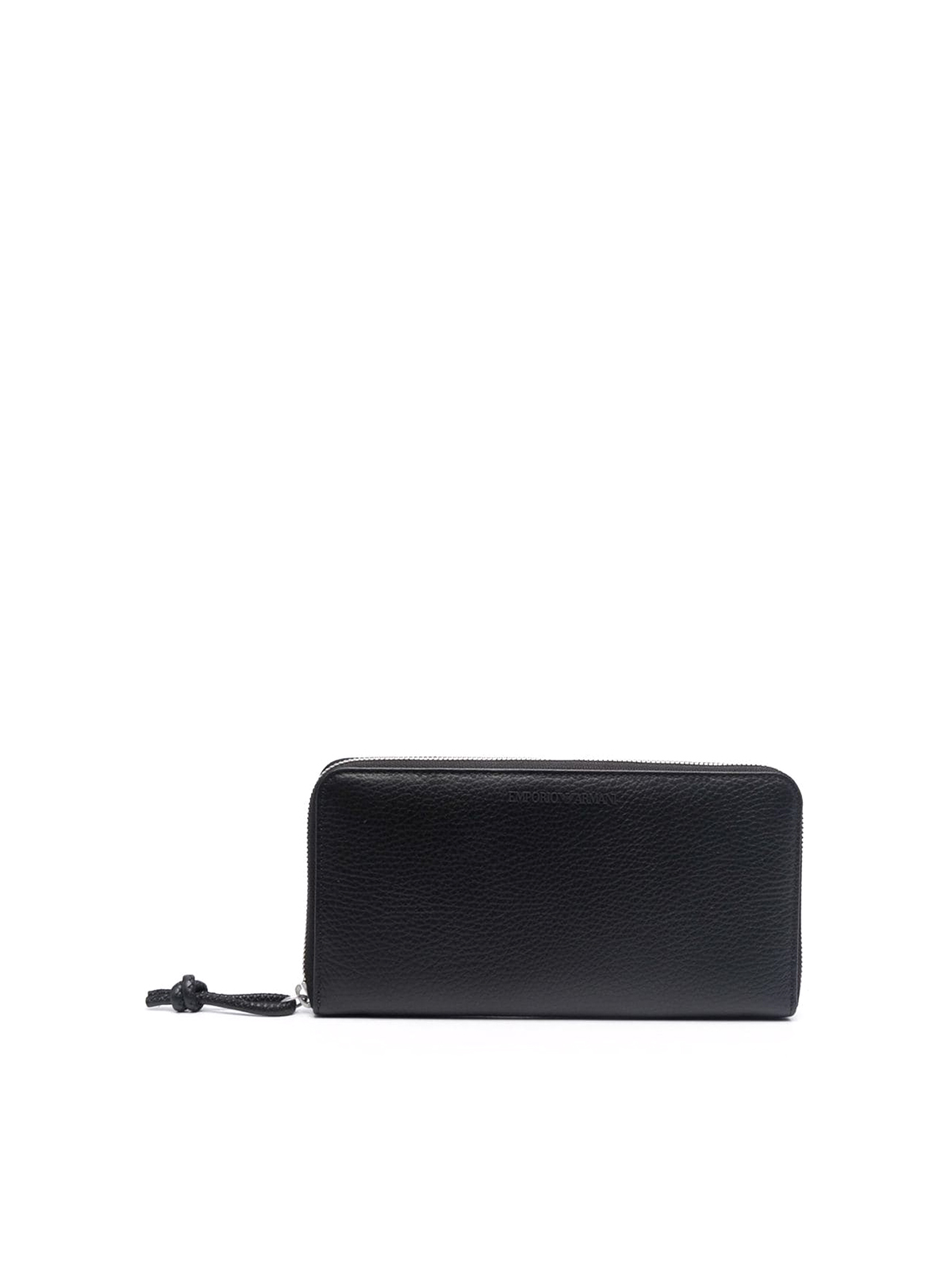 Emporio Armani Leather Debossed-logo Wallet In Black