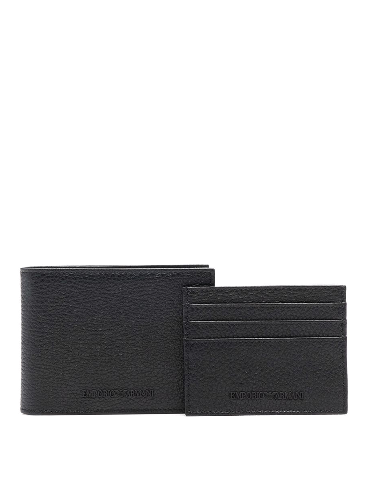 Emporio Armani Logo-embossed Leather Wallet In Black