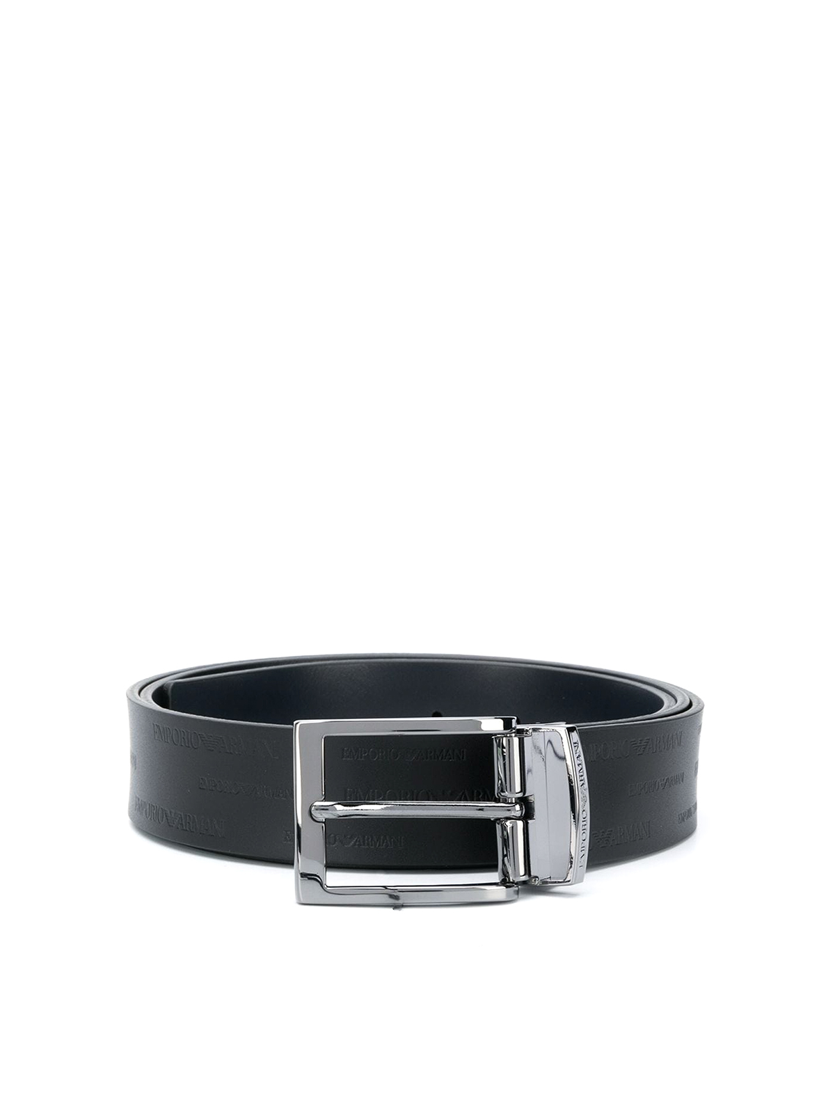 Emporio Armani Buckled Leather Belt In Blue