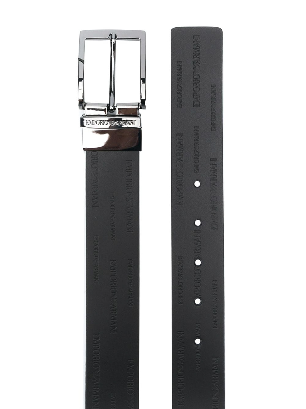 Shop Emporio Armani Buckled Leather Belt In Blue