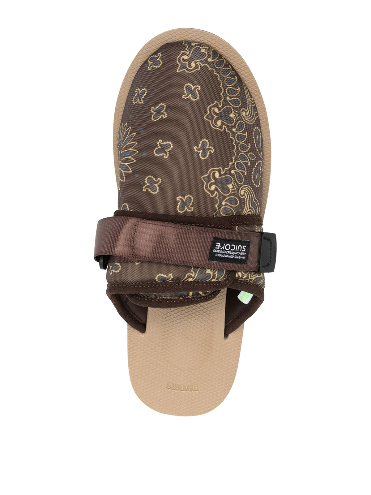 Shop Suicoke Paisley-print Touch-strap Slippers In Brown