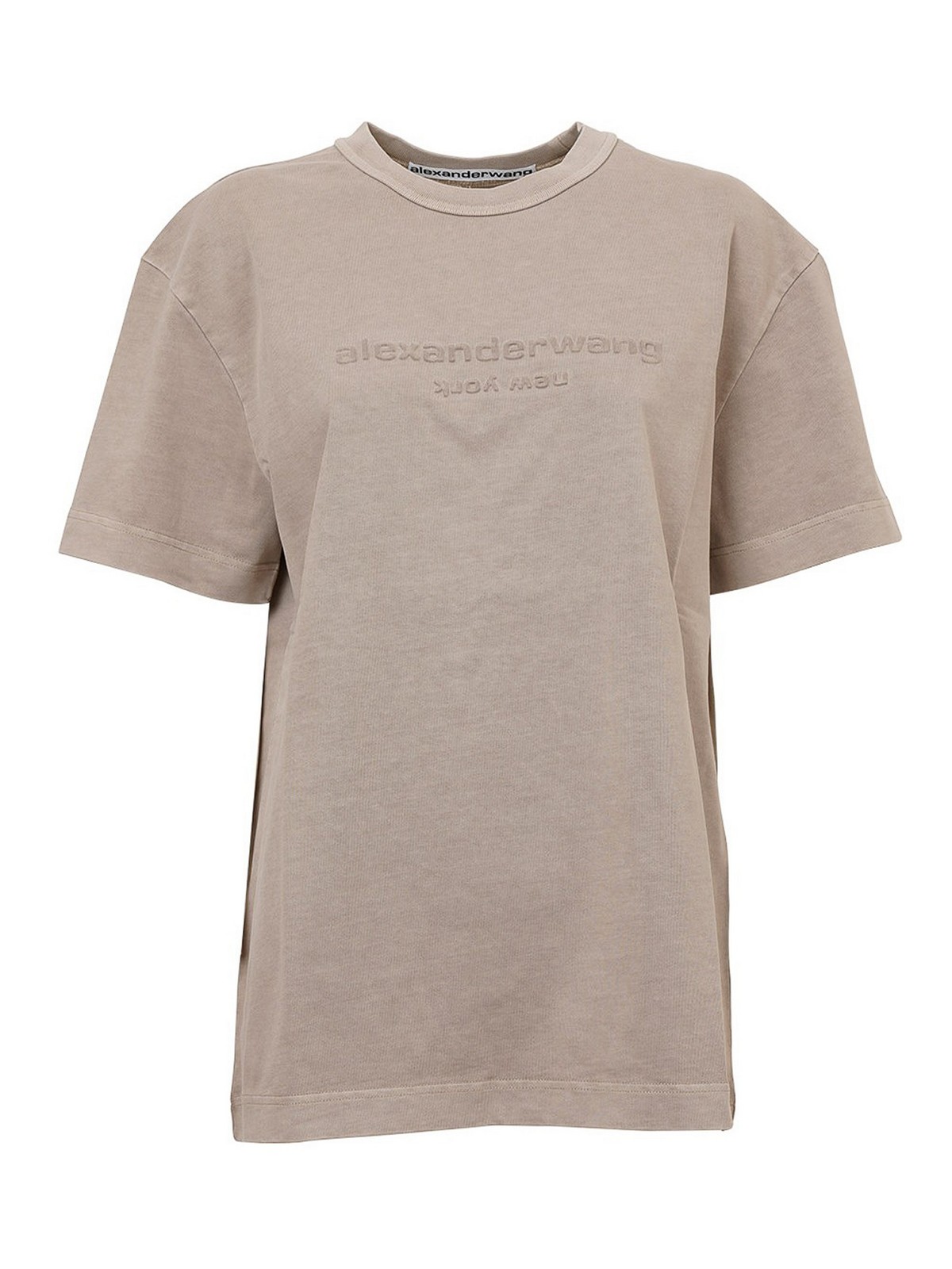 Tシャツ・カットソー T by Alexander Wang EMBOSSED LOGO T-SHIRT (4CC3221356_100) Alexander Wang logo-embossed Cotton T-shirt | Blue | FARFETCH ID